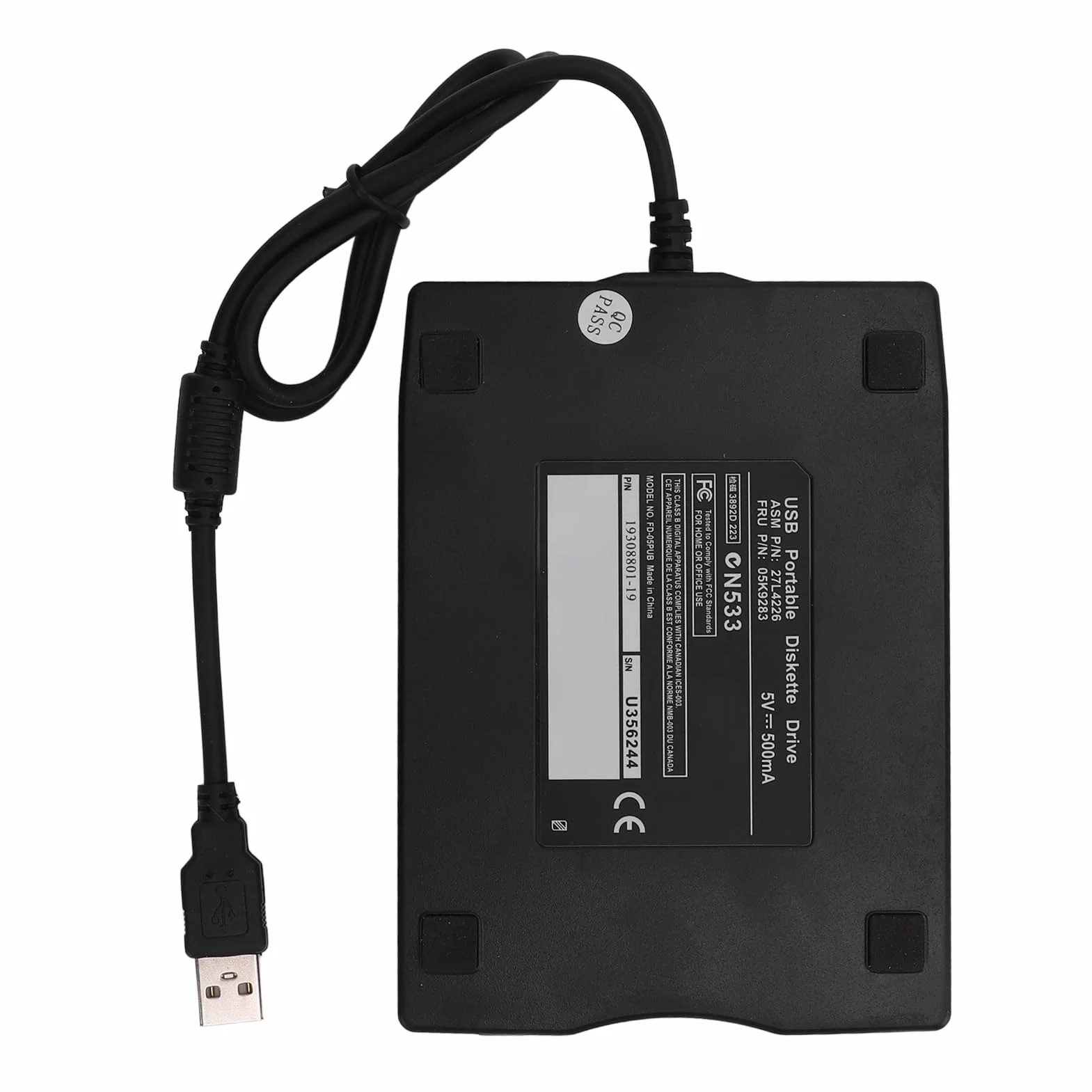 Czytnik Dyskietek USB, 3,5-calowy Zewnętrzny Cichy Napęd Dyskietek, Przenośny Napęd Dyskietek FDD do Laptopa PC