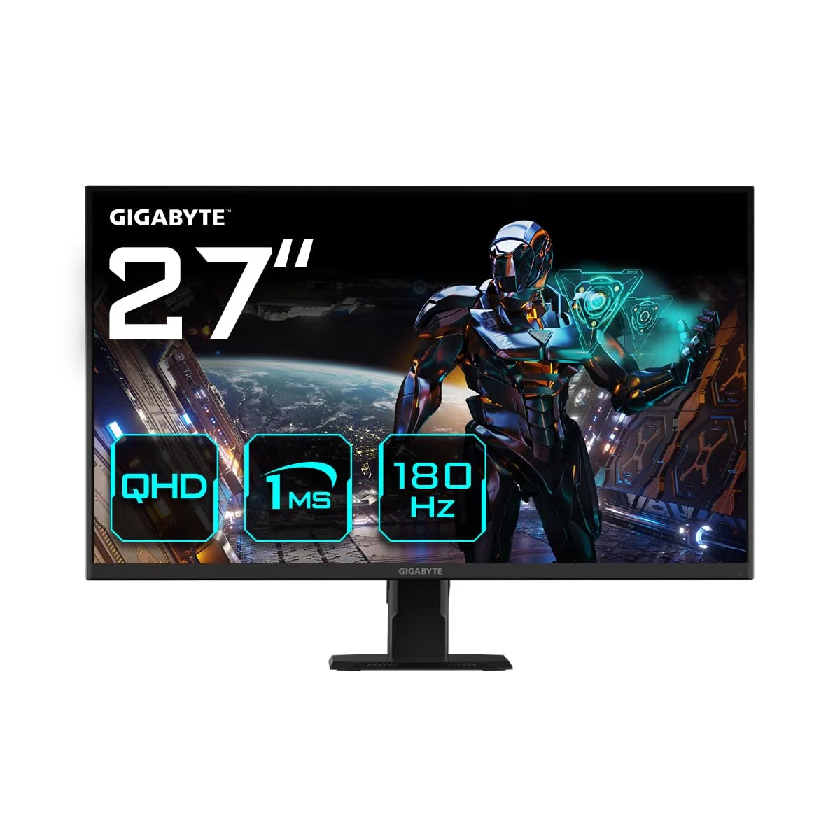 Gigabyte GS27QA 27" QHD monitor do gier - 2560 x 1440, 180Hz, 1ms, 300 CD/m², FreeSync, HDR Ready, HDMI 2.0, DisplayPort 1.4