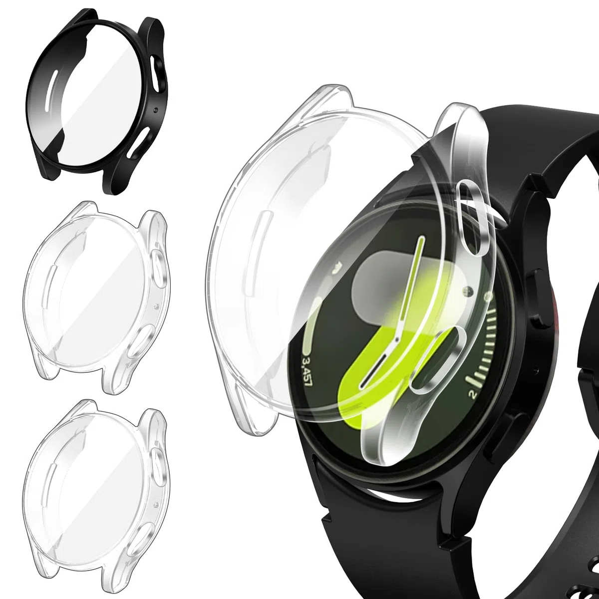 ivoler 3 sztuki etui z folią ochronną do Samsung Galaxy Watch 7 40 mm, pełne pokrycie, odporne na uderzenia i zarysowania, ultracienkie, miękkie etui ochronne z termoplastycznego poliuretanu (TPU), 2