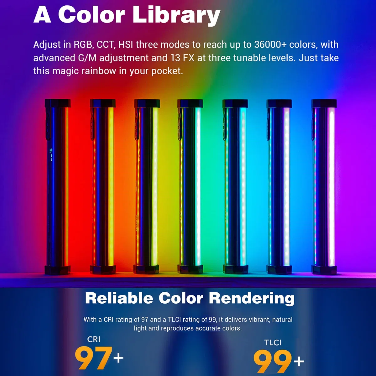 GODOX TL30 Full Color RGB Tube Light Professional LED Photography Light Wand Temperatura dwukolorowa 2700K-6500K CRI97 TLCL99 APP/zintegrowane sterowanie z profesjonalną fotografią w studio