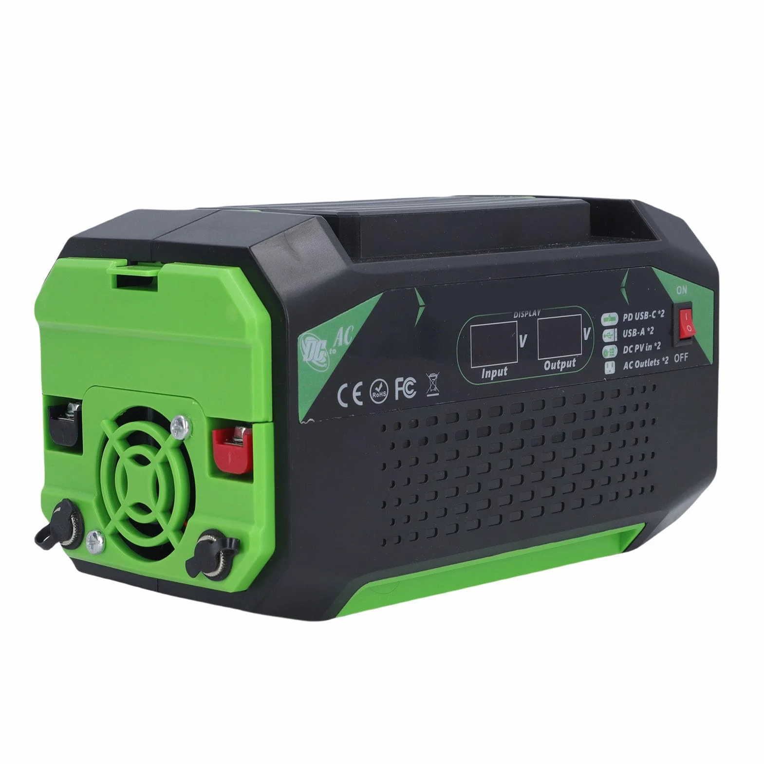 Ausla Przetwornica Samochodowa Zmodyfikowana Fala Sinusoidalna ABS Przetwornica Zasilania Pojazdu 12 V na 220 V 500 W z Wyświetlaczem LCD 2 Gniazda 2 Porty USB Szybkie Porty ładowania do Użytku W