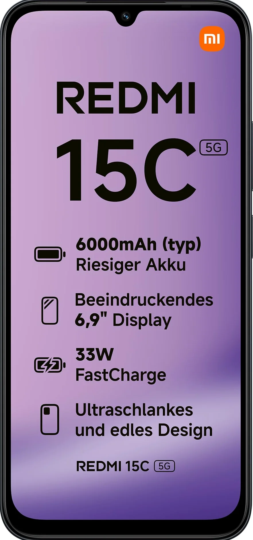 Xiaomi Redmi 15c 4+128GB 6.9" 5G Midnight Black DS ITA