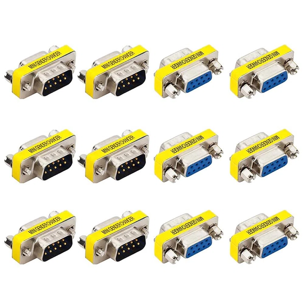 GTIWUNG 12 sztuk adaptera VGA żeński na żeński męski 9-pinowy zmieniacz płci F/F M/M kabel przedłużający SVGA do komputera monitor 9-pinowy DB9 RS232 szeregowy
