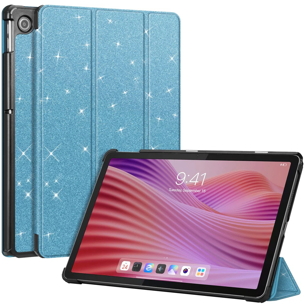 FINTIE Etui dla Lenovo Tab 10,1 cala 2025 (TB-311FU / TB-311XU), ultracienkie, ze sztucznej skóry, z funkcją automatycznego wyłączania, funkcją podstawki, kolor niebieski jasny