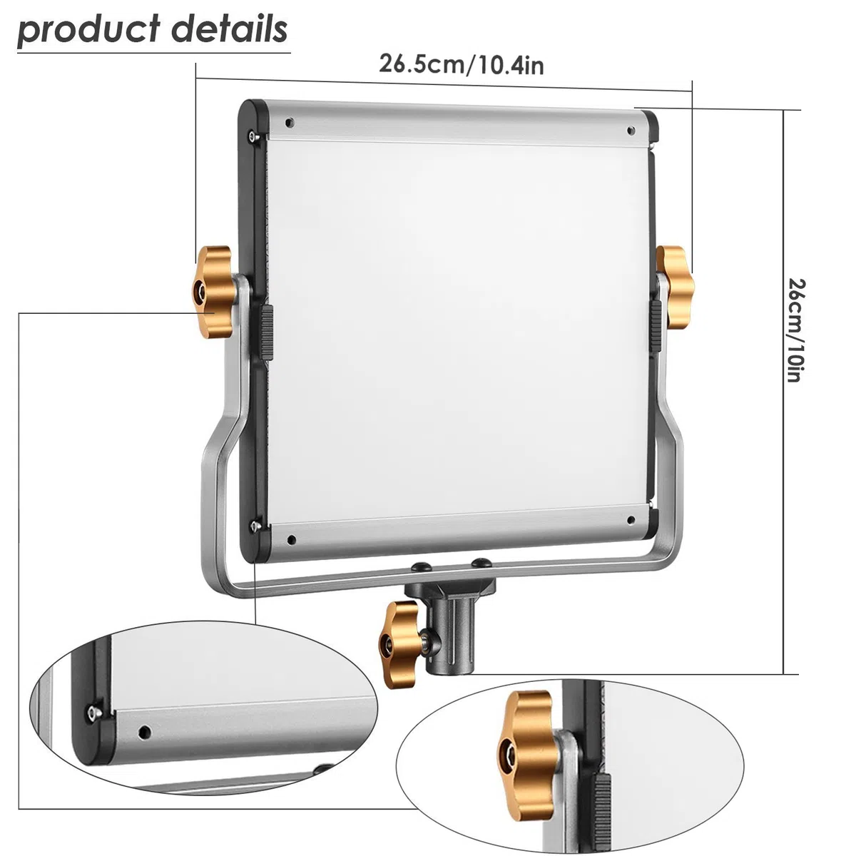NEEWER z 2 ściemnialnymi, dwukolorowymi diodami LED 480 i statywem zawiera: panel LED o barwie 3200–5600 K i współczynniku oddawania barw CRI 96+ z uchwytem w kształcie litery U, 75-calowy statyw