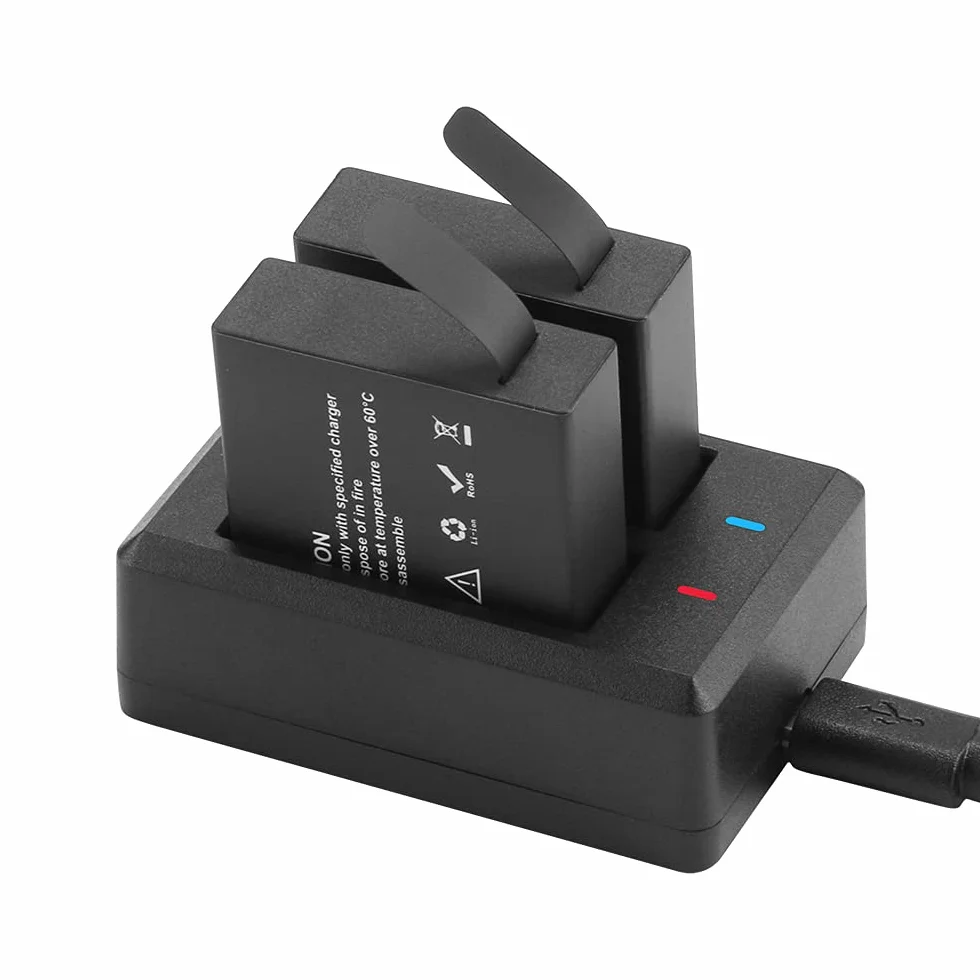 Akumulator 1350mAh (3-pak) z ładowarką do AKASO Brave 7LE, WOLFANG GA400/GA420/GA460, Rollei 6s Plus/8s Plus/9s Plus/10s Plus/11s Plus, XTU S3/S6, Surfola SF630