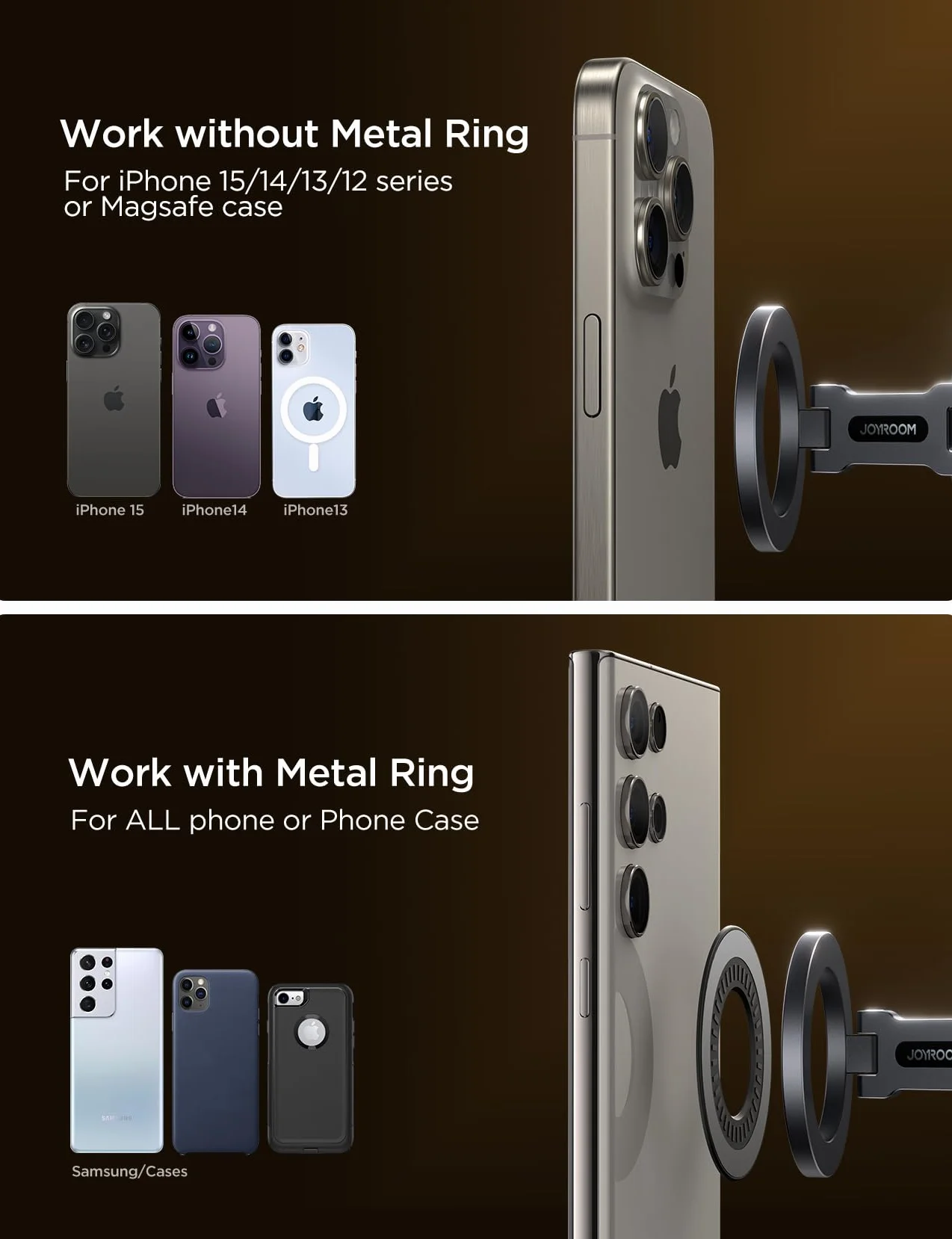 JOYROOM Pasuje do uchwytu samochodowego MagSafe, całkowicie metalowy i składany, magnetyczny uchwyt samochodowy do telefonu z magnesami 20 x N55 i regulacją 360°, uchwyt samochodowy do iPhone'a 16, 15