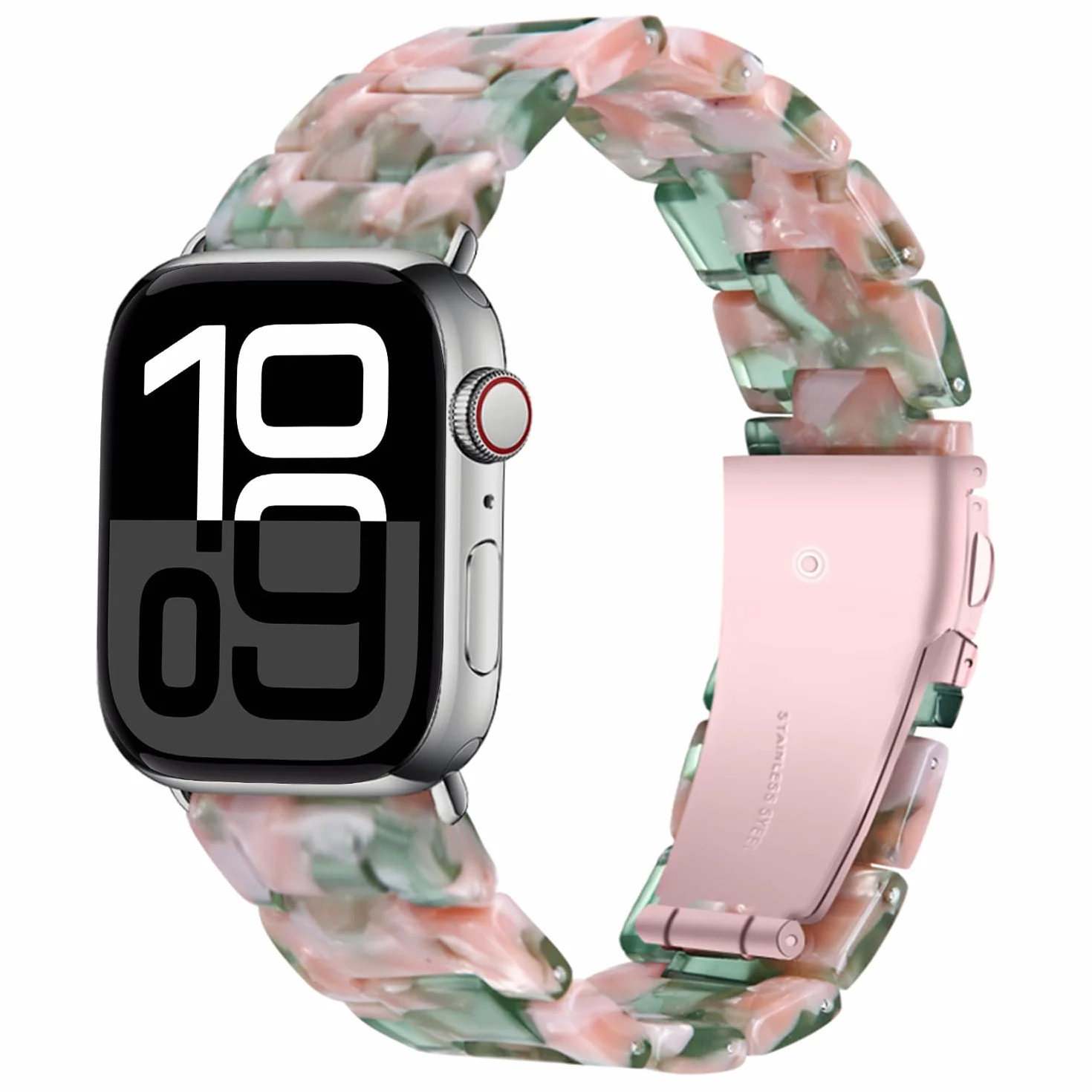 Miimall Pasek z żywicy do zegarka Apple Watch Series 10 Ultra, SE Series 9, 8, 7, 6, 5, 4, 3, 2, 1, lekki pasek do iWatch 49 mm, 46 mm, 45 mm, 44 mm, 42 mm, 41 mm, 40 mm, 38 mm, regulowana bransoletka
