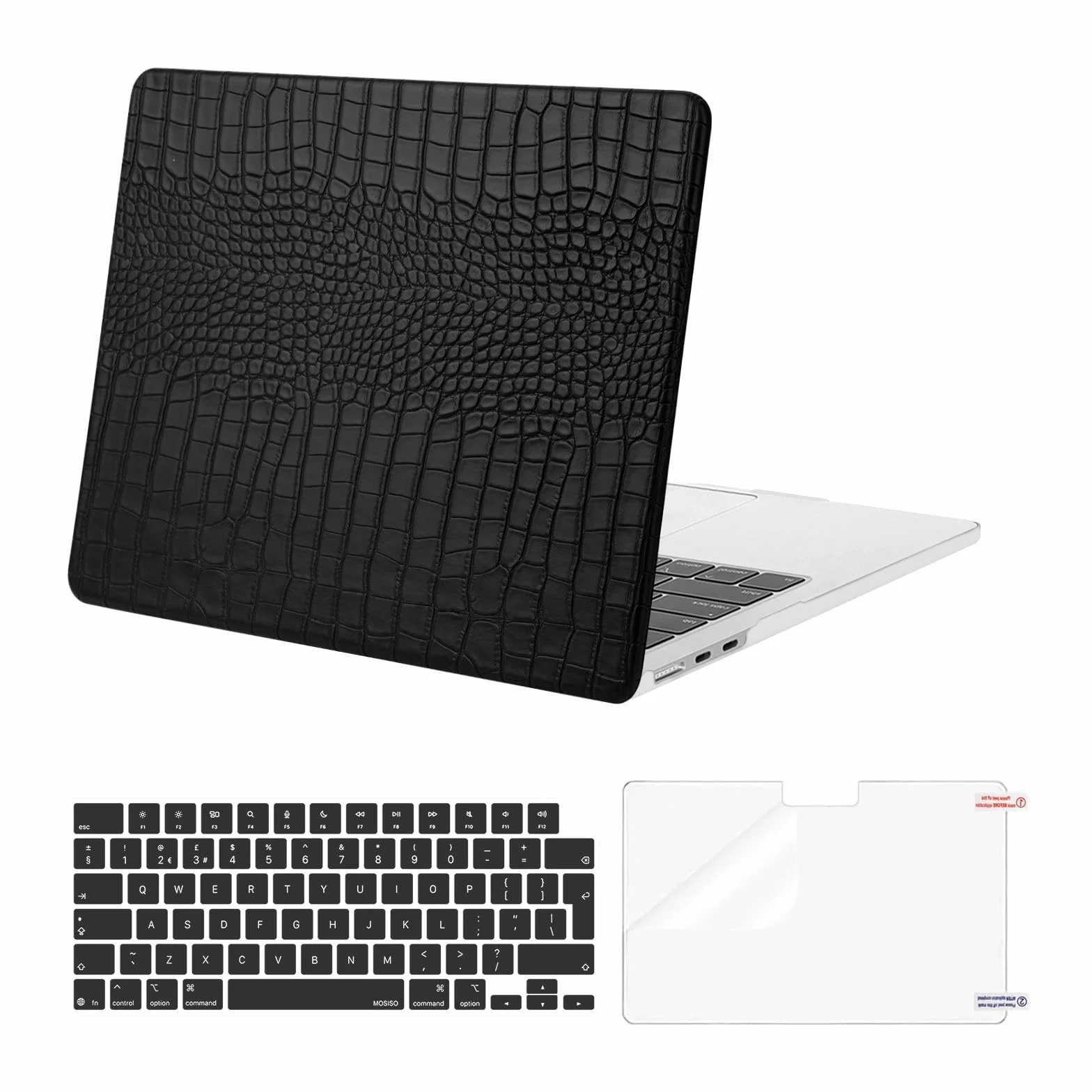 MOSISO Etui kompatybilne z MacBook Air 33.0 cm M5, M4, M3, M2, 2026-2022, A3449, A3240, A3113, A2681, odporne na zarysowania, skóra krokodyla, twarda powłoka ze skóry i klawiatury, folia ekranowa do
