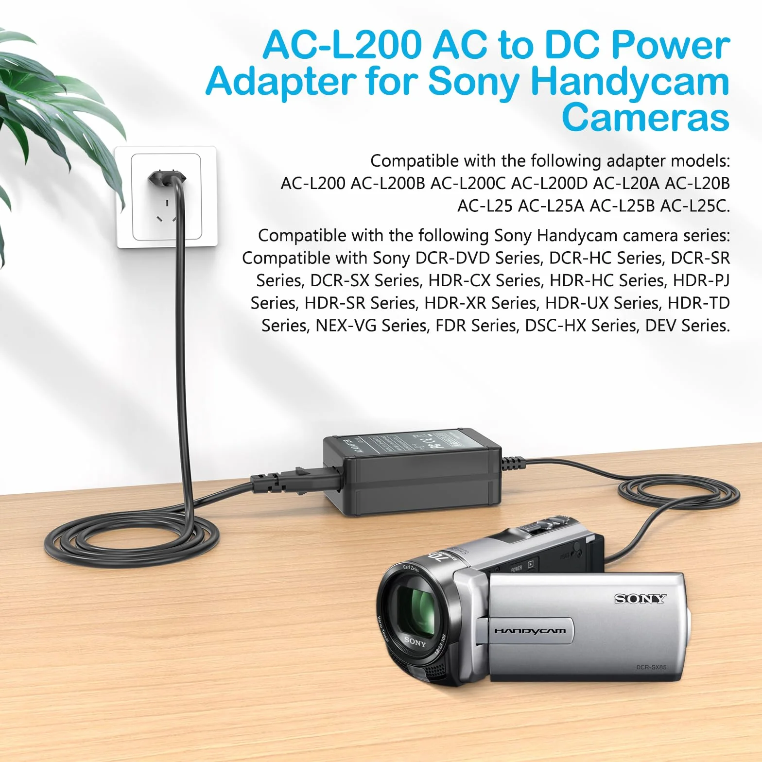 AC-L200 Zasilacz do Sony Handycam DCR-SX40 DCR-SX45 DCR-SX63 DCR-SX65 DCR-SX85 DCR-DVD105 DVD108 DVD610 DCR-SR46 DCR-SR47 DCR-SR62 DCR-SR62 DCR-SR62 DCR-SR62 DCR-SR62 DCR-SR62