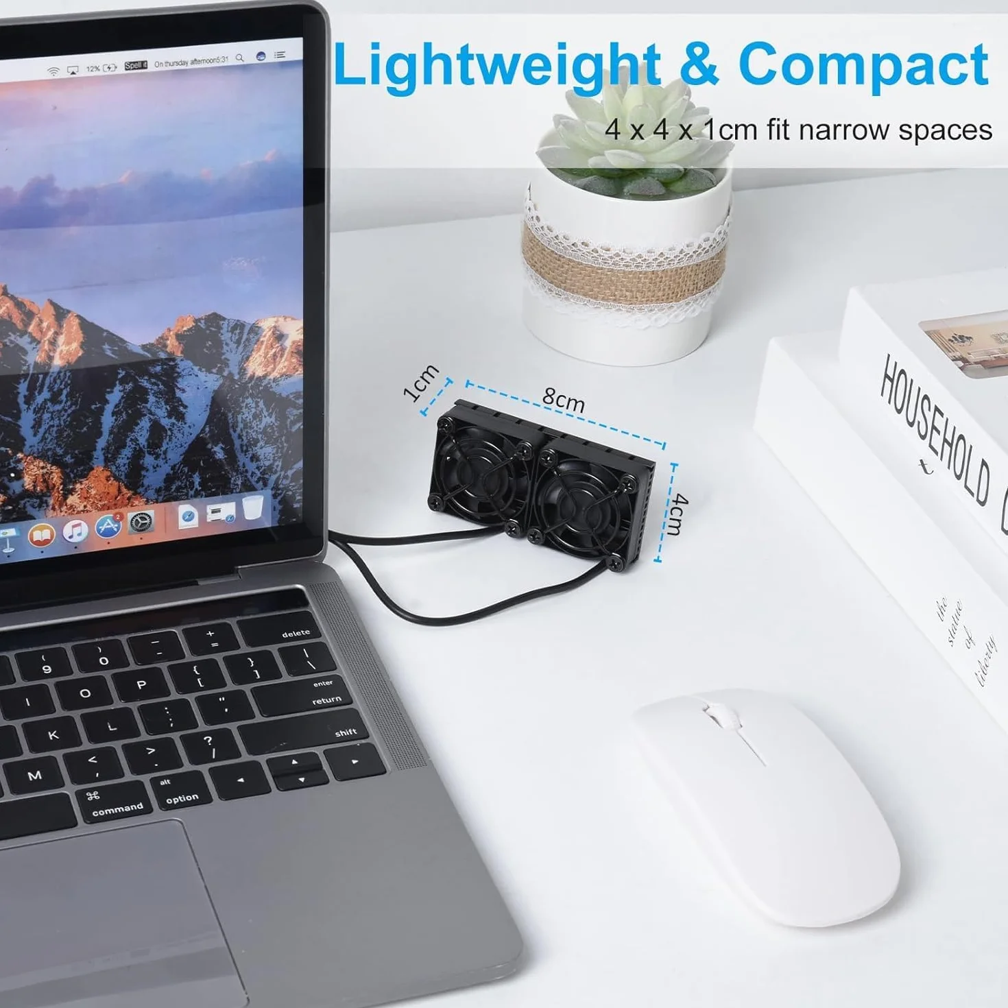 ELUTENG Podwójny wentylator USB 40 mm 5 V z 3 kontrolami prędkości 5500 obr./min 2 w 1 mini wentylator PC 40 mm USB wentylator komputerowy z metalowym grillem do PC/Xbox/VR Glass/laptopa/TV Box/PS4