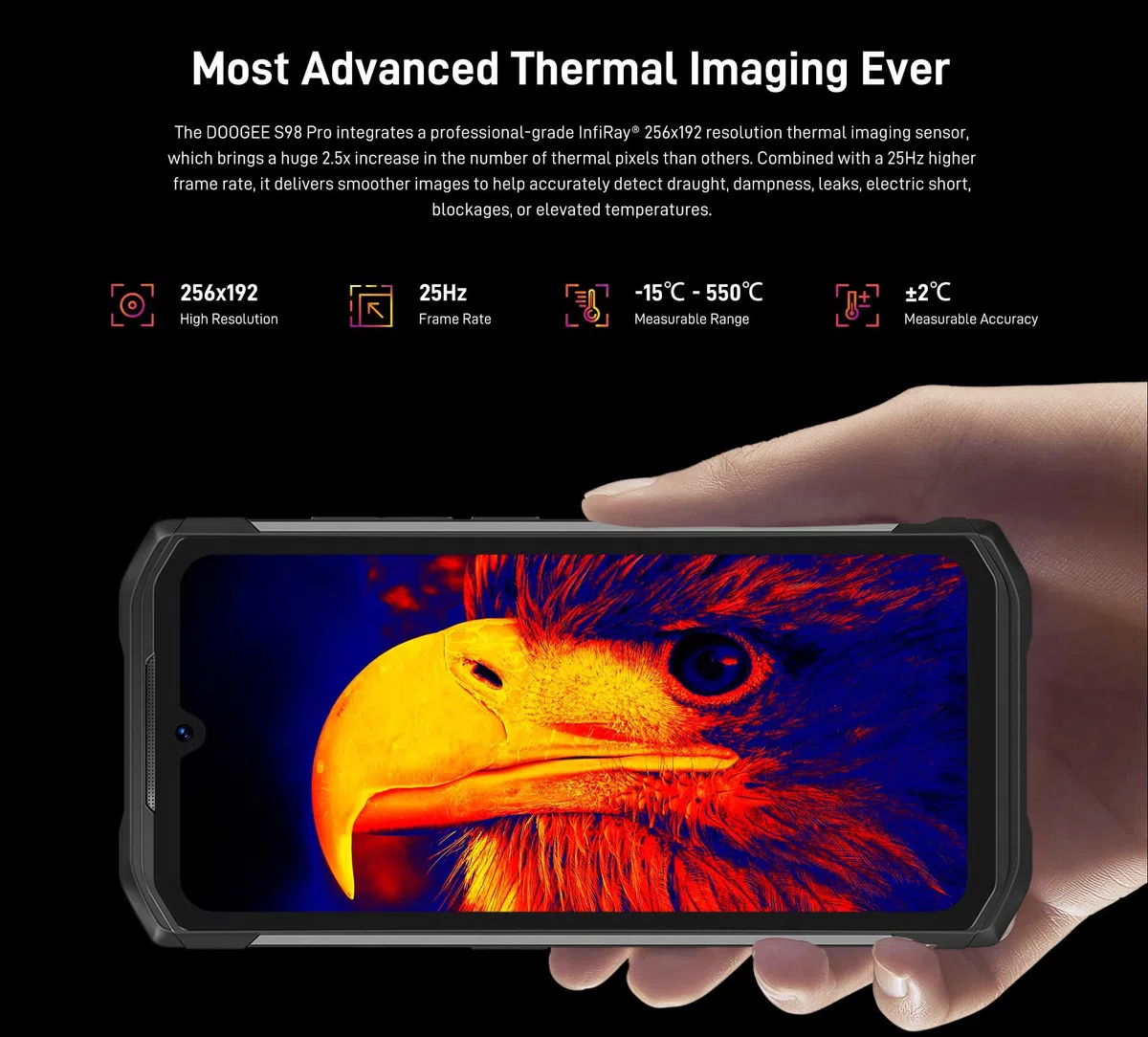 S98 Pro, Helio G96 8/256GB, potrójna kamera 48MP (20MP IR Noc,Android 12 wodoodporny IP68, FHD + 6,3", bezprzewodowe ładowanie NFC, czarny