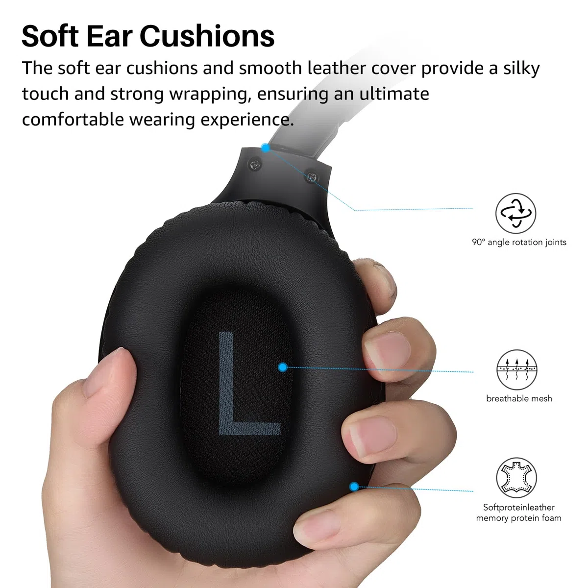 TOZO HA1 Słuchawki nauszne Bluetooth 5.4, czas odtwarzania 70 godzin z mikrofonem, składany, bezprzewodowy zestaw słuchawkowy, głęboki bas, dźwięk stereo, konfigurowalny tryb muzyczny 32 EQ za pomocą