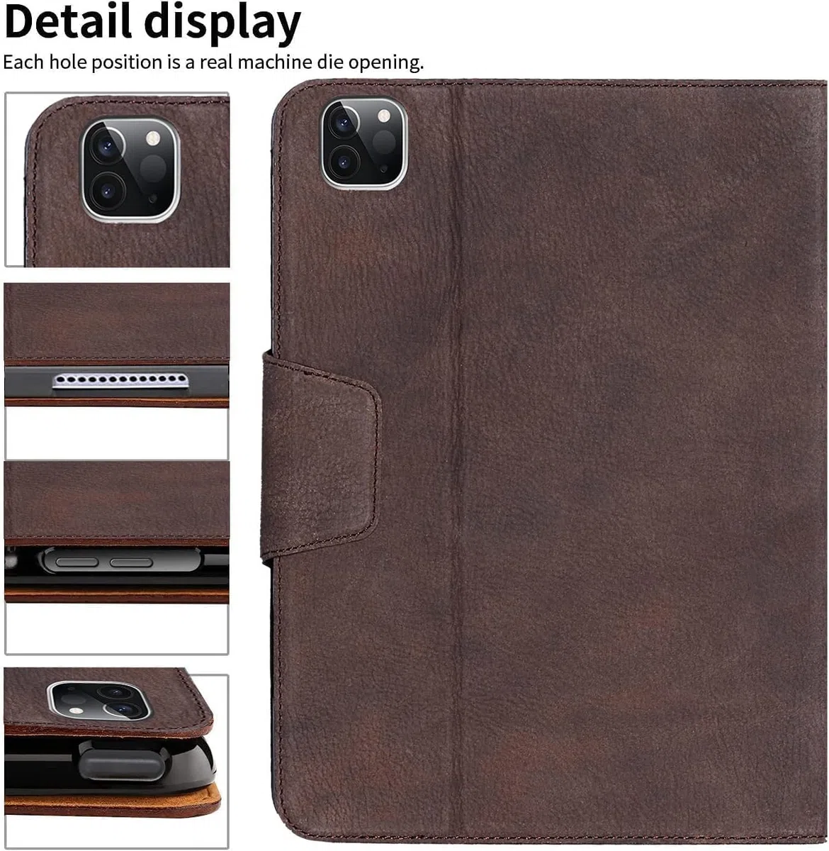 Gexmil Etui dla iPad Pro 12,9 Cala,6./5./4./3. Generacji(2022/2021/2020/2018) Cover,Real Leather z Pencil Uchwyt,z Klamrą,Automatyczne Usypianie/Czuwanie,Regulowany Stojak,Sand Dark Braun