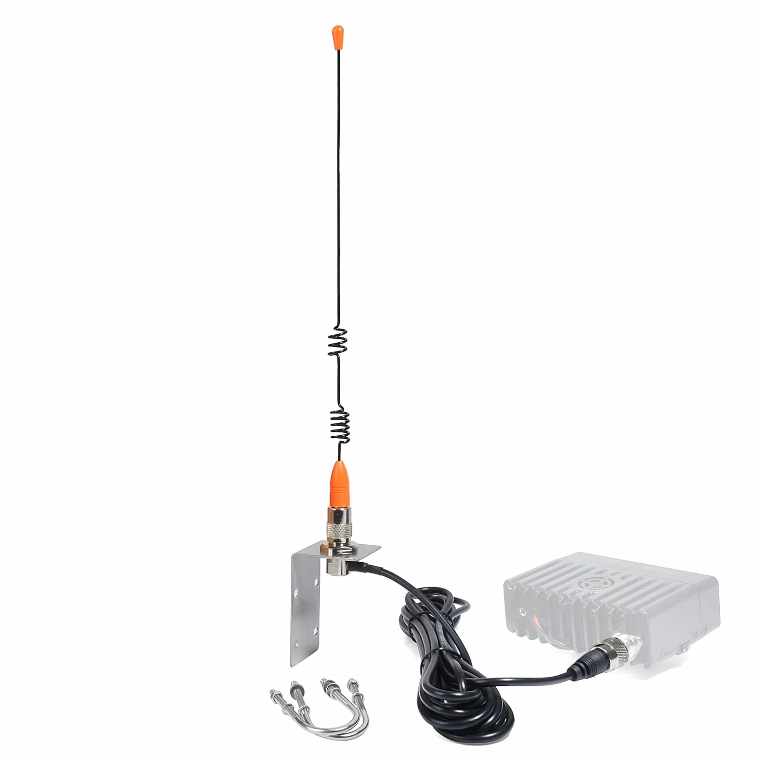 HYS Antena FM, 156-163 MHz, antena z uchwytem, 5 m, kabel RG58, kompatybilna z urządzeniami mobilnymi VHF do jachtów, statków, samochodów ciężarowych, kamperów (pomarańczowa)