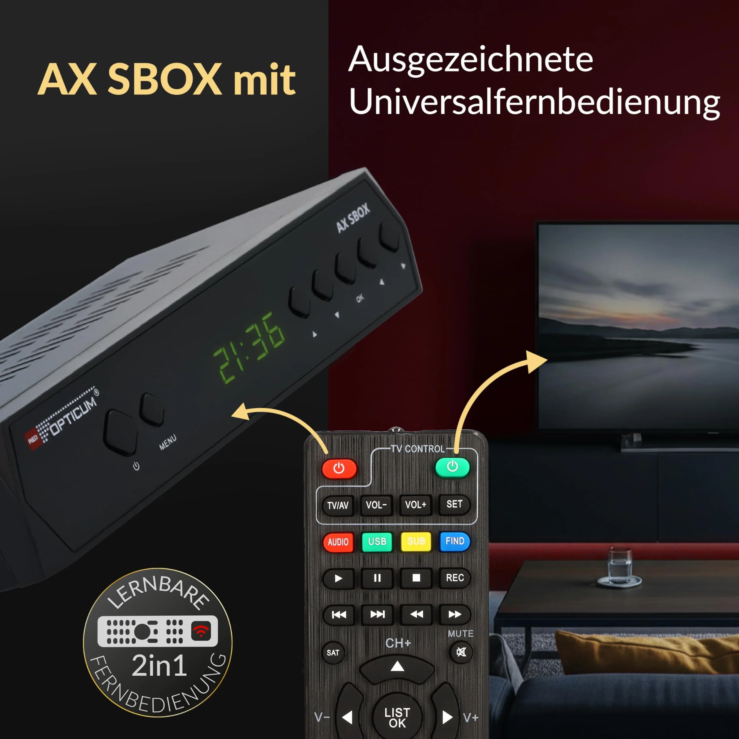 Odbiornik satelitarny Anadol Opticum SBOX 1080p Full HD DVB-S DVB-S2 HDMI SCART UNICABLE