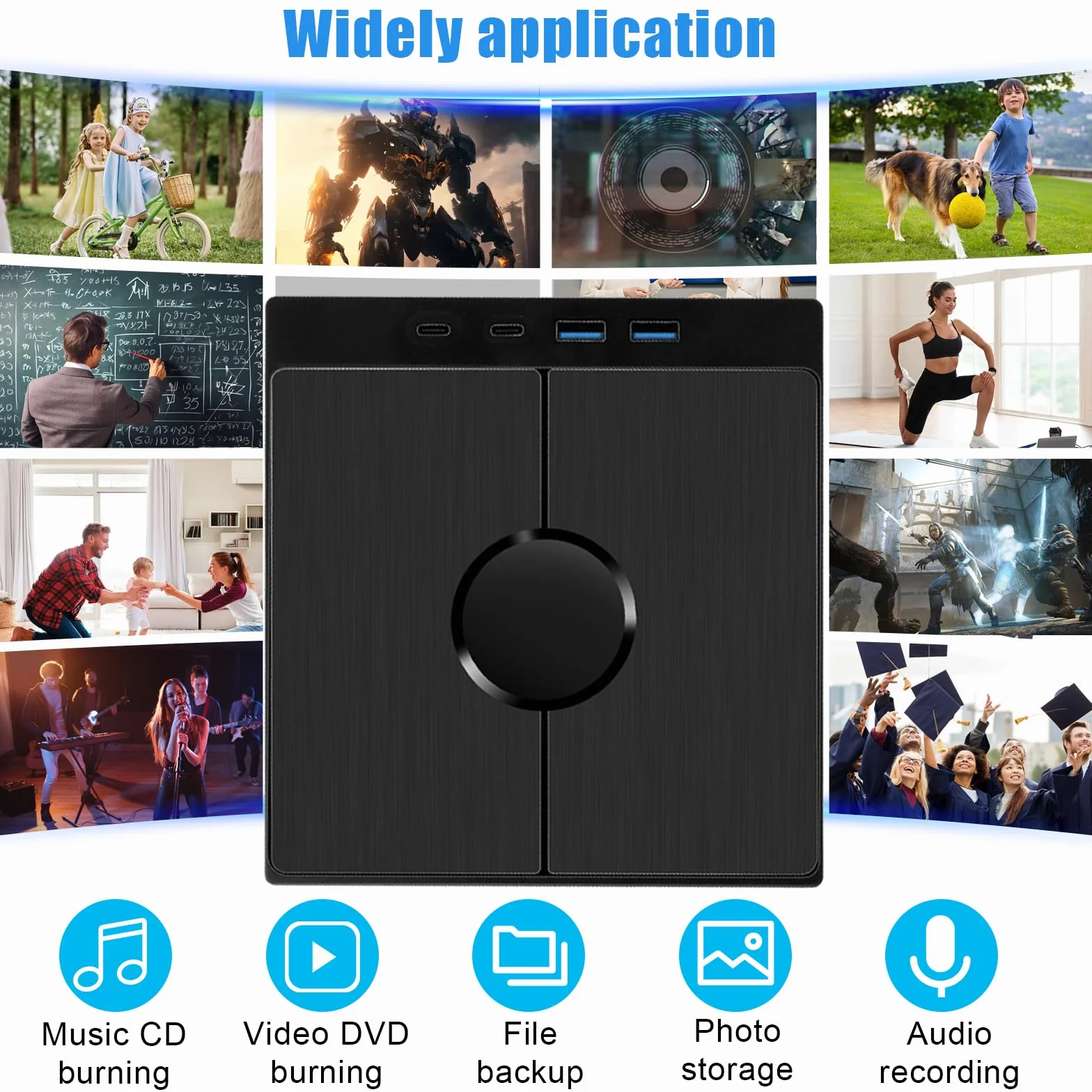 Zewnętrzny napęd CD/DVD, USB 3.0 Type-C, przenośna nagrywarka CD/DVD +/-RW z czytnikiem kart USB/SD/TF, do komputera, laptopa, MacBooka, Win11/10/8/7/XP