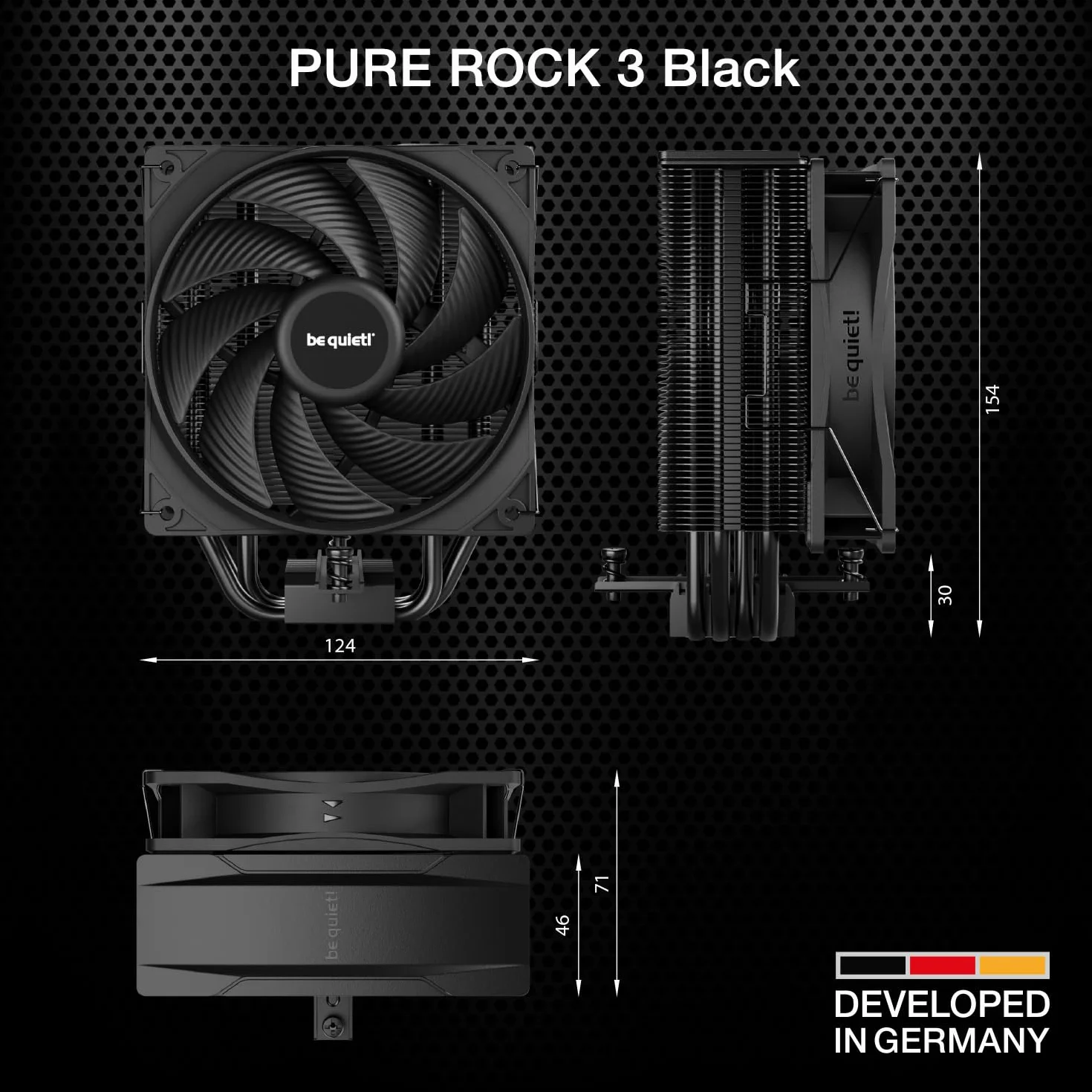 be quiet! Pure Rock 3 Black Chłodzenie powietrzne 120 mm PWM HDT