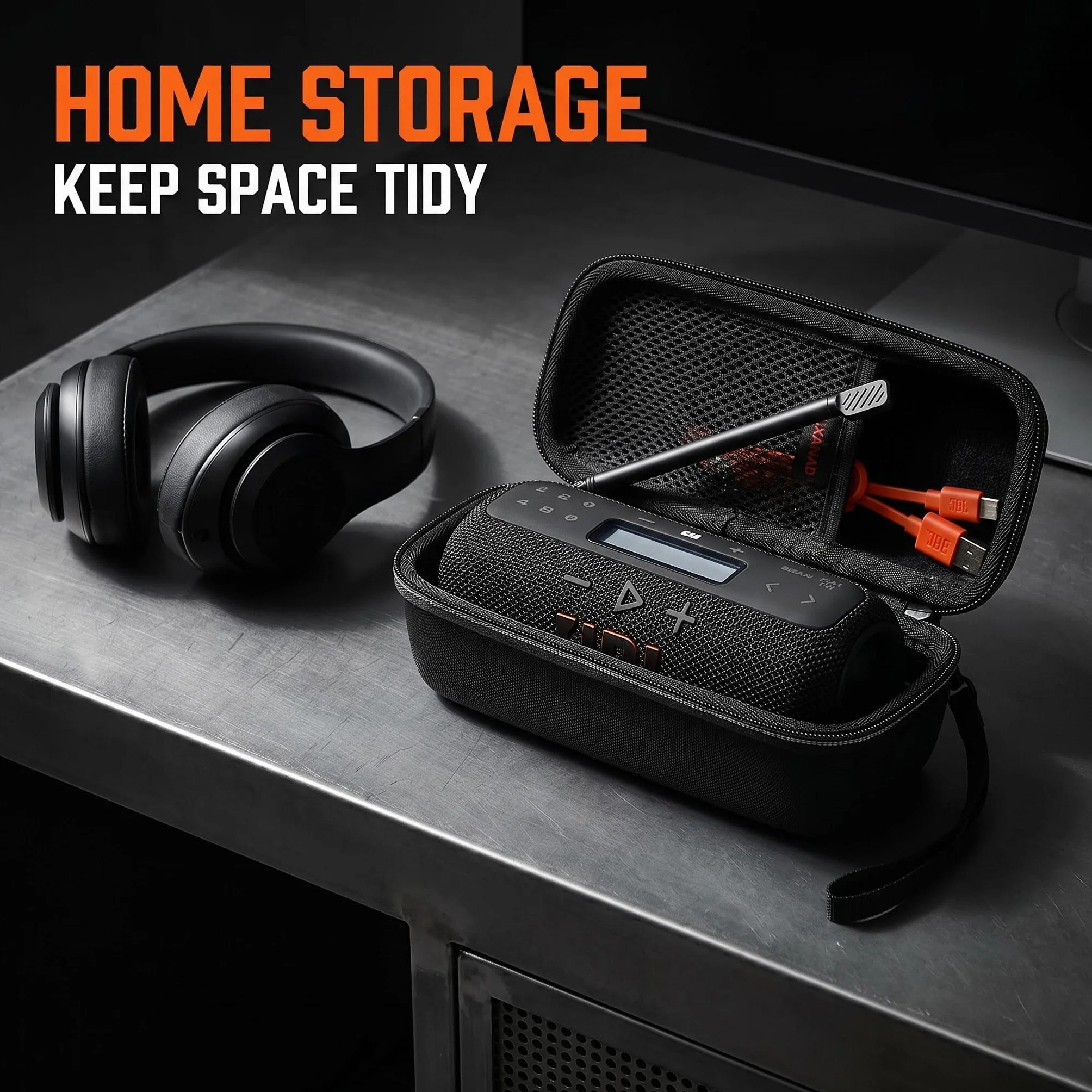XANAD Twarde etui podróżne do JBL Tuner 2/3, Flip Essential 2/3, Flip 7/6 Bluetooth Speaker - Wodoodporny przenośny pokrowiec ochronny (czarny)