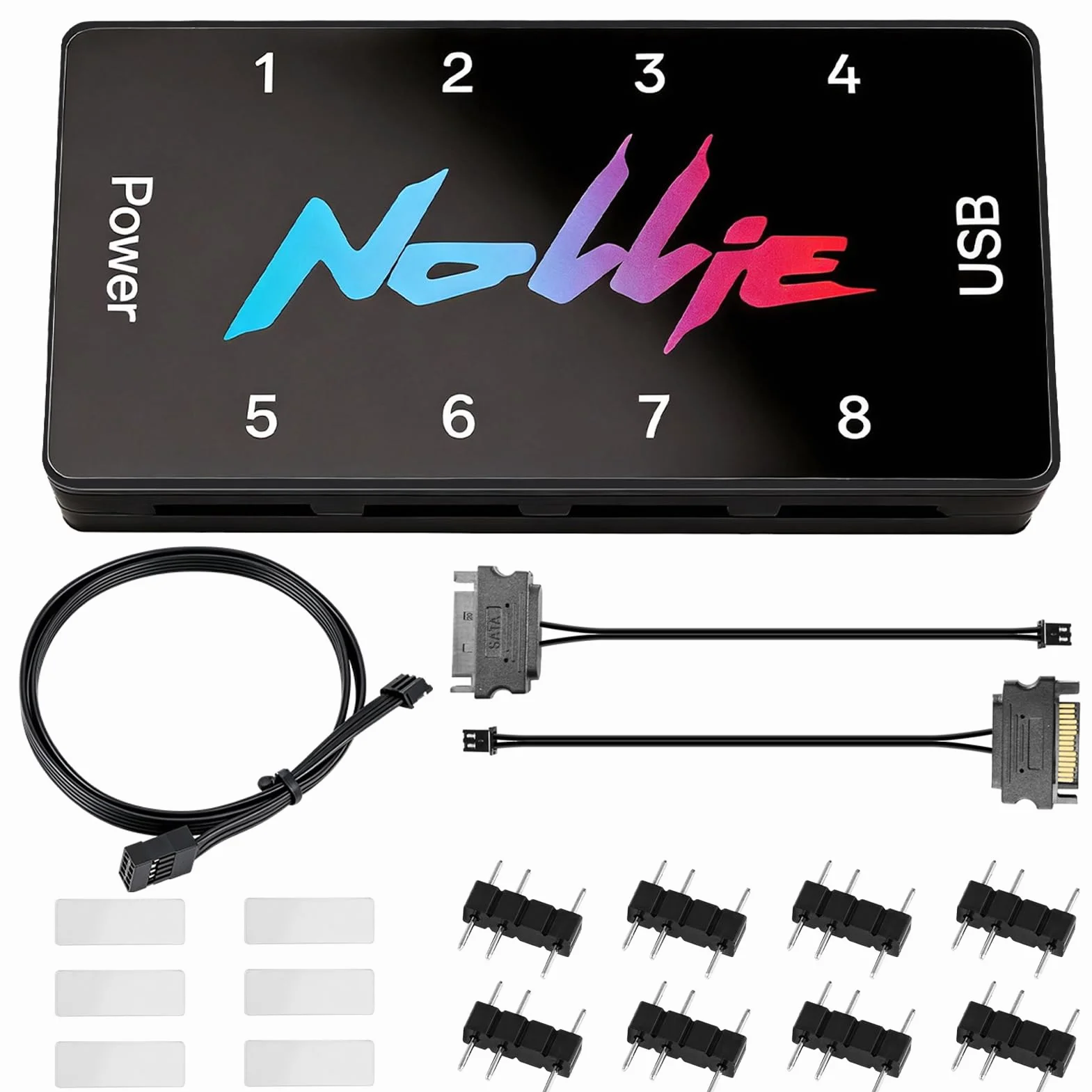8-portowy kontroler sygnału RGB do komputera, 5 V, 3-stykowy kontroler SATA, kontroler ARGB, koncentrator oświetleniowy PC, rozdzielacz ARGB do wentylatora obudowy