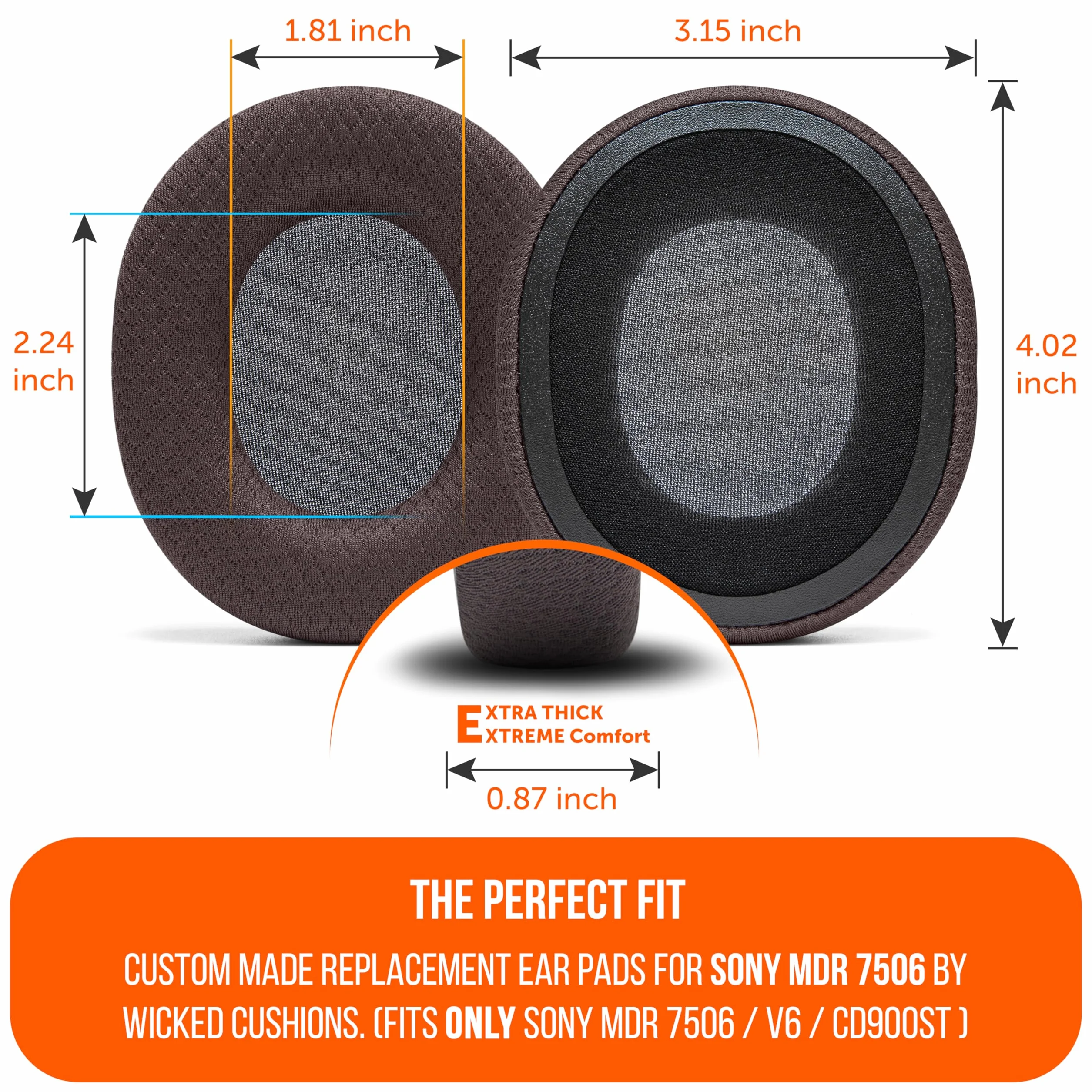 WC Wicked Cushions Replacement Ear Pads For Sony MDR 7506, Miękka skóra, Pianka pamięciowa, Kompatybilne z MDR V6 MDR CD900ST, Airweave Brown