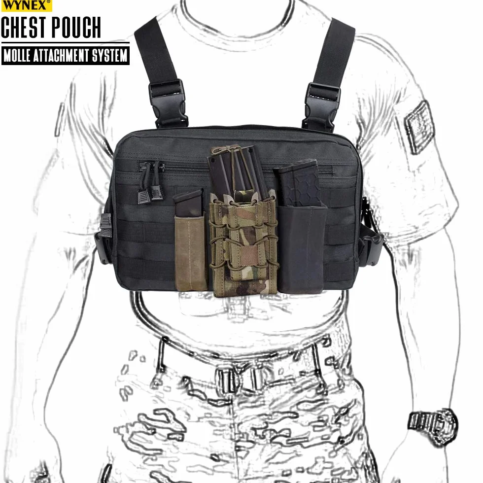 WYNEX Taktyczna torba na klatkę piersiową, Recon Kit Bags Combat EDC Front Pouch for Wargame