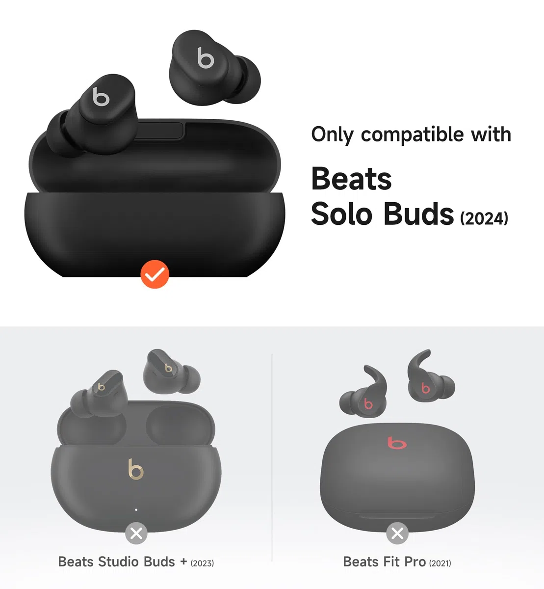 SURITCH Magnetyczne etui kompatybilne z Beats Solo Buds, wytrzymała, odporna na wstrząsy ochronna osłona na słuchawki z zestawem do czyszczenia i karabińczykiem (granatowe)