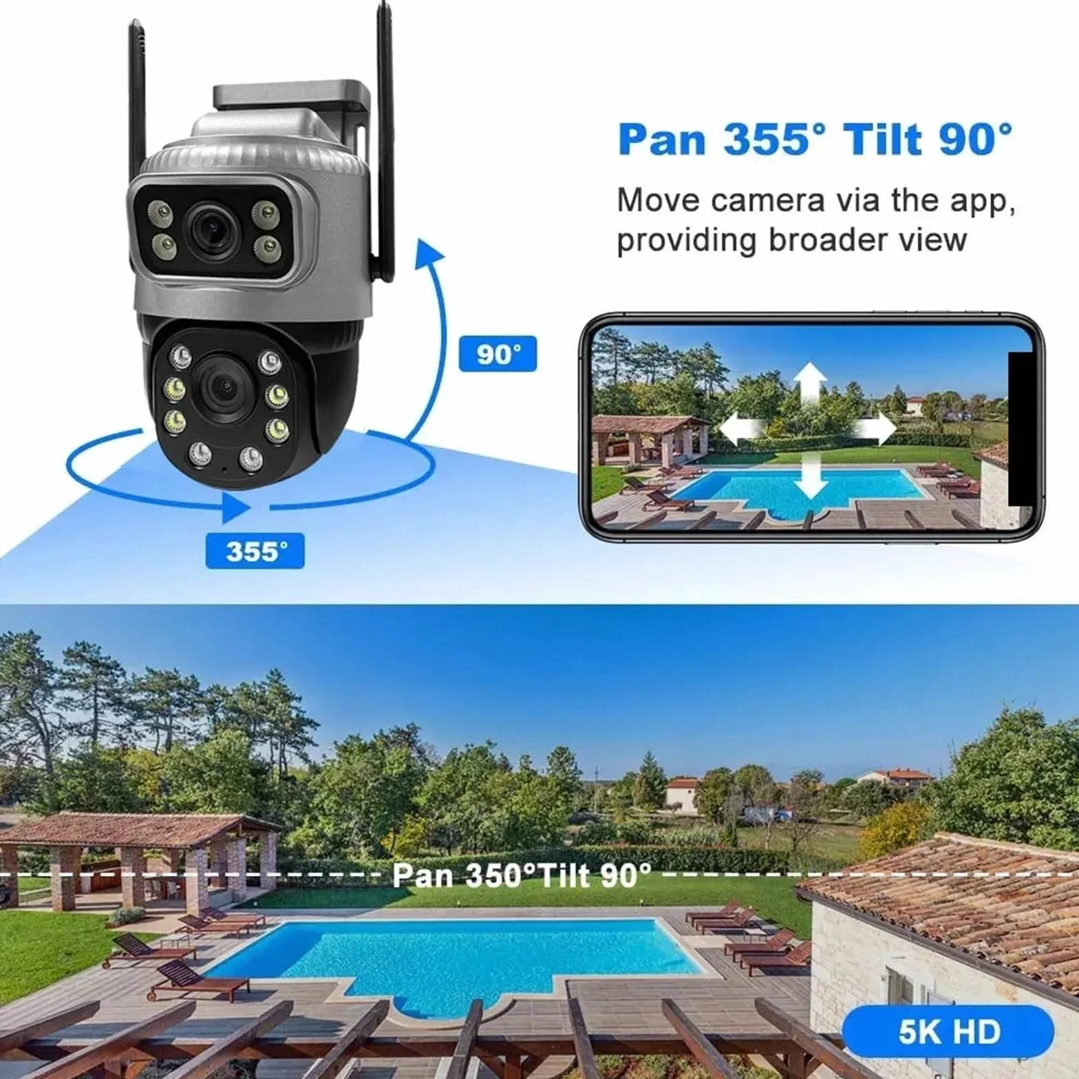 Kamera IP 4G z podwójnym obiektywem, 4 MP, 4K, wodoodporna, do monitoringu zewnętrznego, inteligentny dom, noktowizor, ochrona CCTV(WIFI Cam 128G Card)