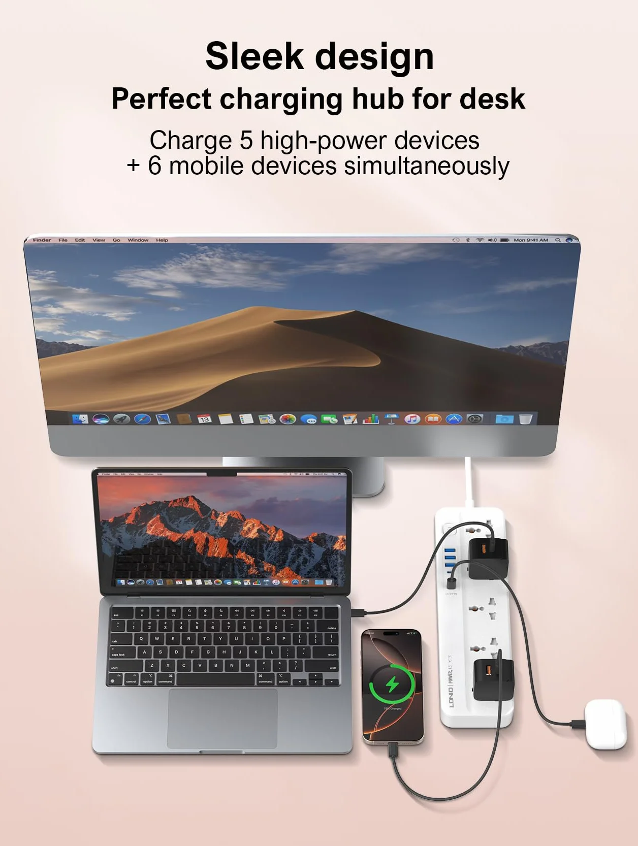 MANTO Listwa zasilająca 5 gniazd 6 portów USB EU US UK CN JP przełącznik ochrona przepięciem