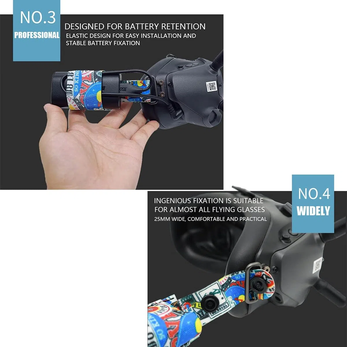TMOM Pasek na głowę dla DJI FPV Goggles V2 i innych VR Eye Maska Regulowany elastyczny pasek do okularów VR (Opaska na głowę+Kabel+Osłona ochronna)