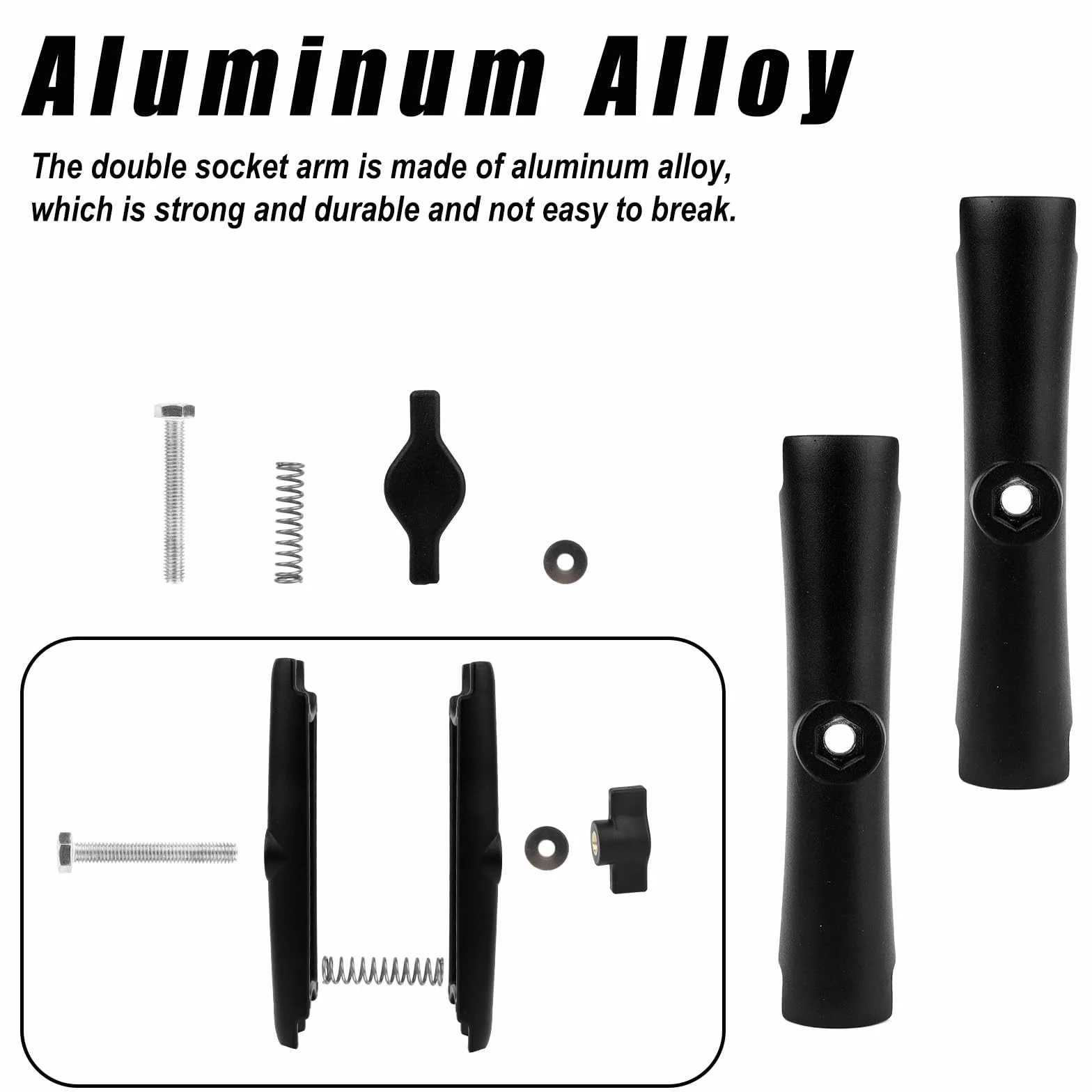 Gosknor Uchwyt na Ramię z Podwójnym Gniazdem, 15cm Aluminiowe Ramię z Podwójnym Gniazdem do Uchwytu na Telefon Rower Ciężarówka Ramiona Montażowe do Elementów Kulowych 1"