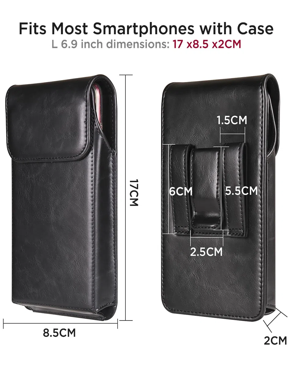 Miimall Etui na telefon kompatybilne z iPhone 17 Pro Max, [zamknięcie magnetyczne] [klips do paska] skórzane etui uchwyt na telefon, osłona szlufki na pasek do iPhone'a 17 Pro Max, czarna