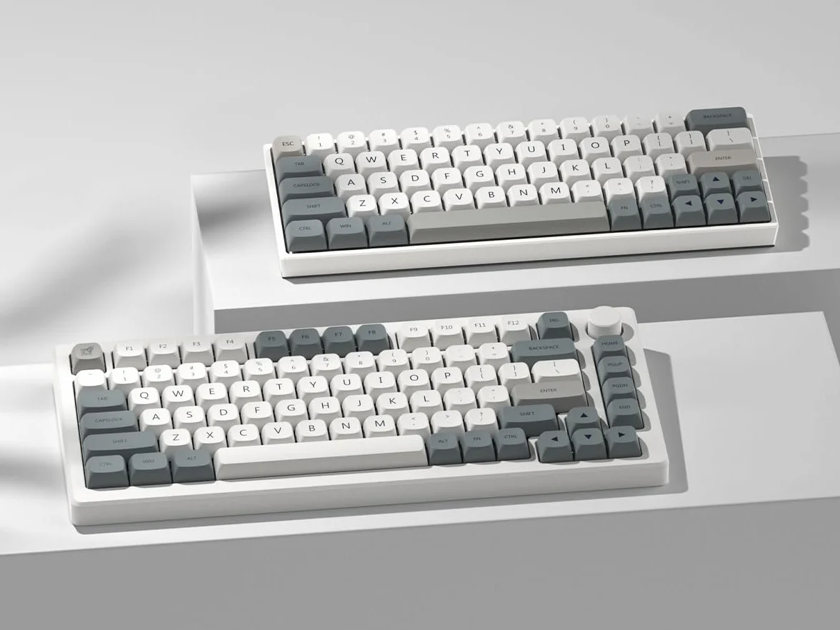 Klawisze retro szare PBT XDA Profile Keycaps 75% Dye-Sub Double Shot 139 klawiszy do klawiatury mechanicznej Gateron MX