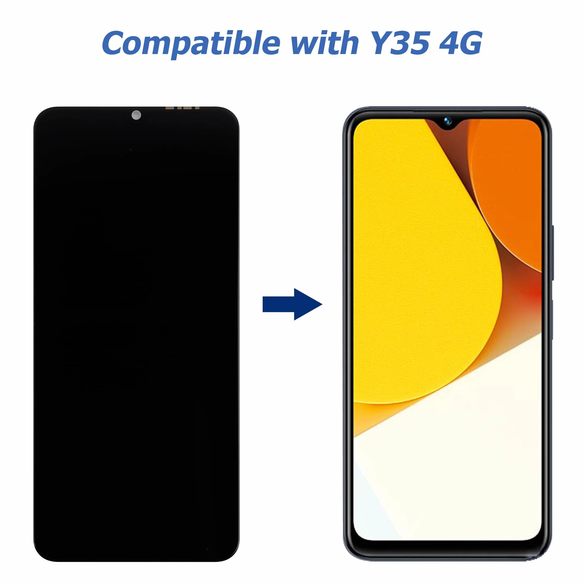 Zamiennik wyświetlacza OLED, kompatybilny z Vivo Y35 4G [6,58"] LCD Touch Screen z funkcją zestawu narzędzi
