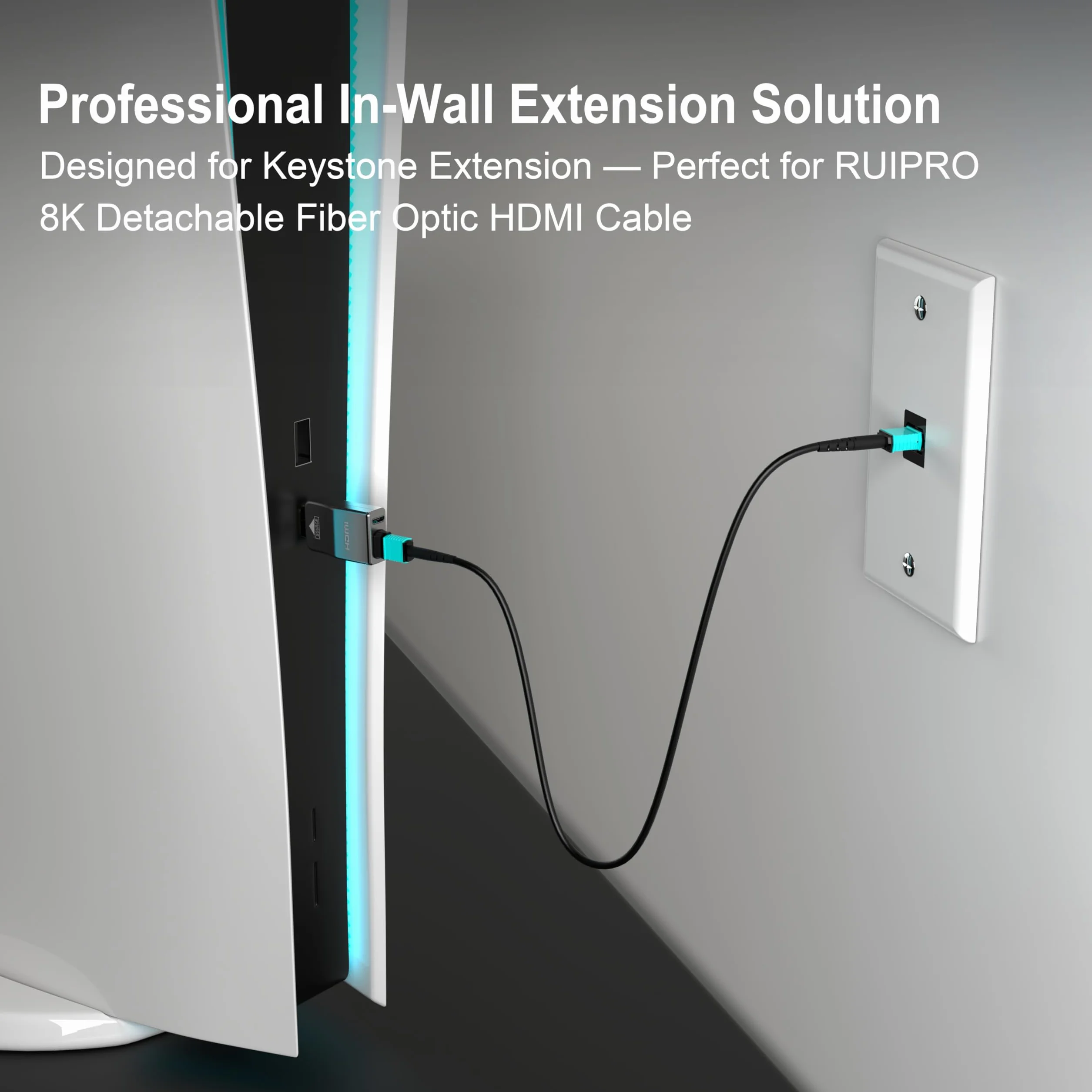 RUIPRO Kabel MPO M-F, pełny światłowód, opancerzony, 7 włókien, 3 m | Pasuje do płytek Keystone MPO, ułatwiając prowadzenie i przedłużanie światłowodu w instalacjach naściennych i podtynkowych