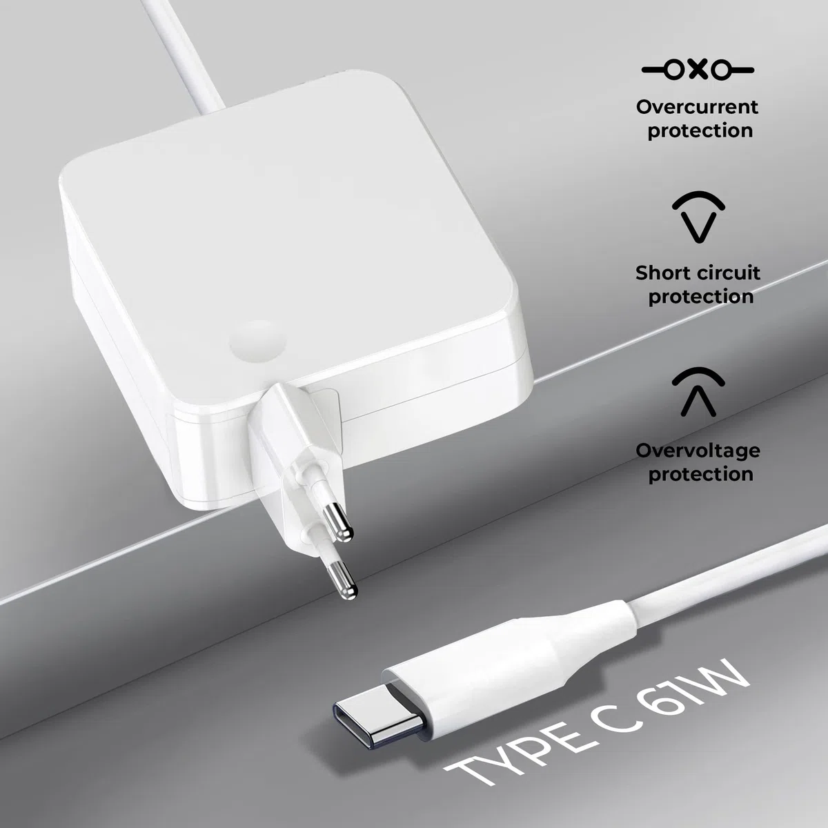 MacBook zasilacz 61 W/kabel USB C (USB), ładowarka/kompatybilny z MacBook Air 13" (2018, 2019, 2020, 2021), Pro (2017 2018 2019 2020 2021) 13 cali, iPad Pro, Huawei, Xiaomi, Dell/adapter sieciowy