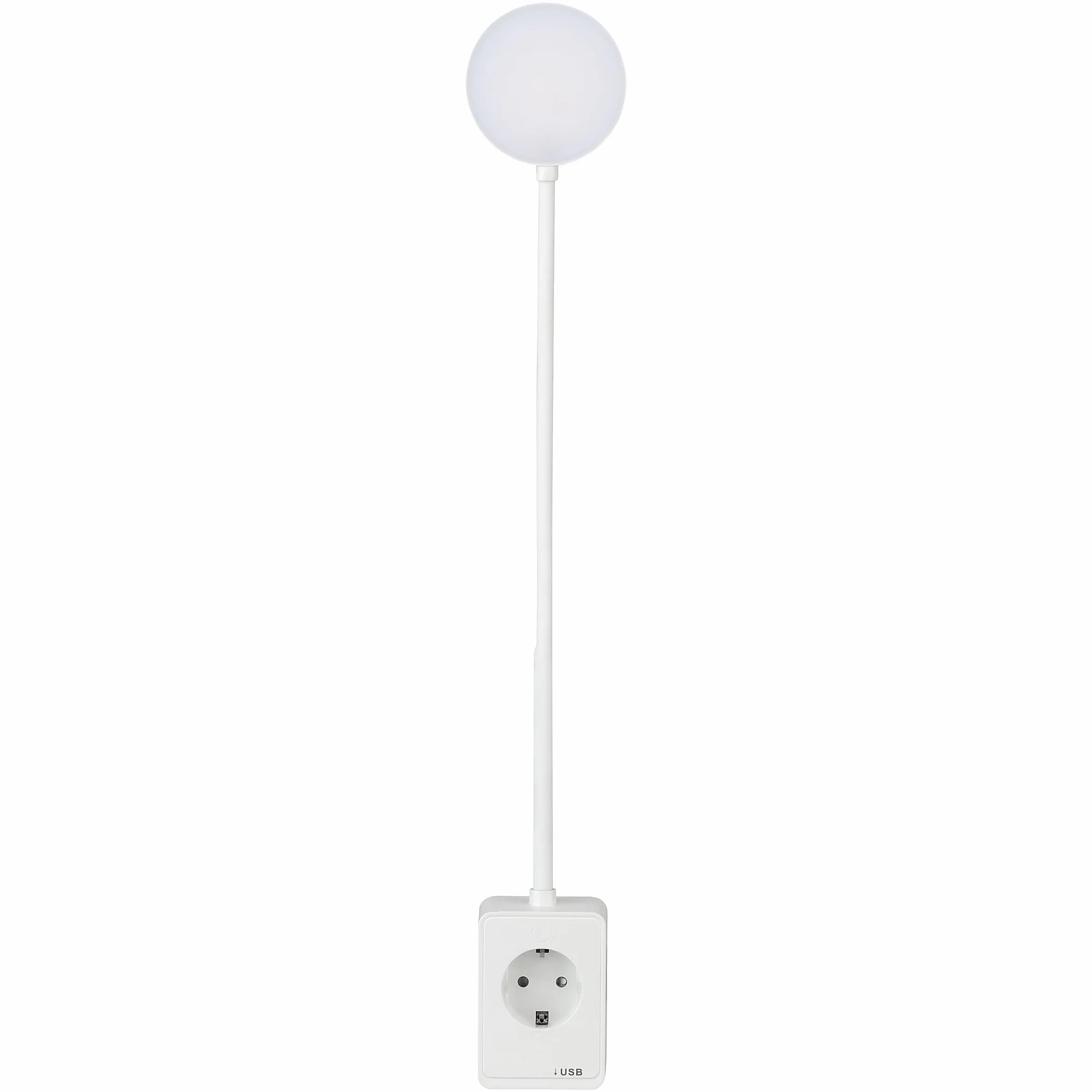 SEBSON Lampa LED z gniazdkiem elektrycznym, z możliwością ściemniania – lampka do czytania i gniazdko elektryczne z złączem USB-C – elastyczny szyjka łabędzia