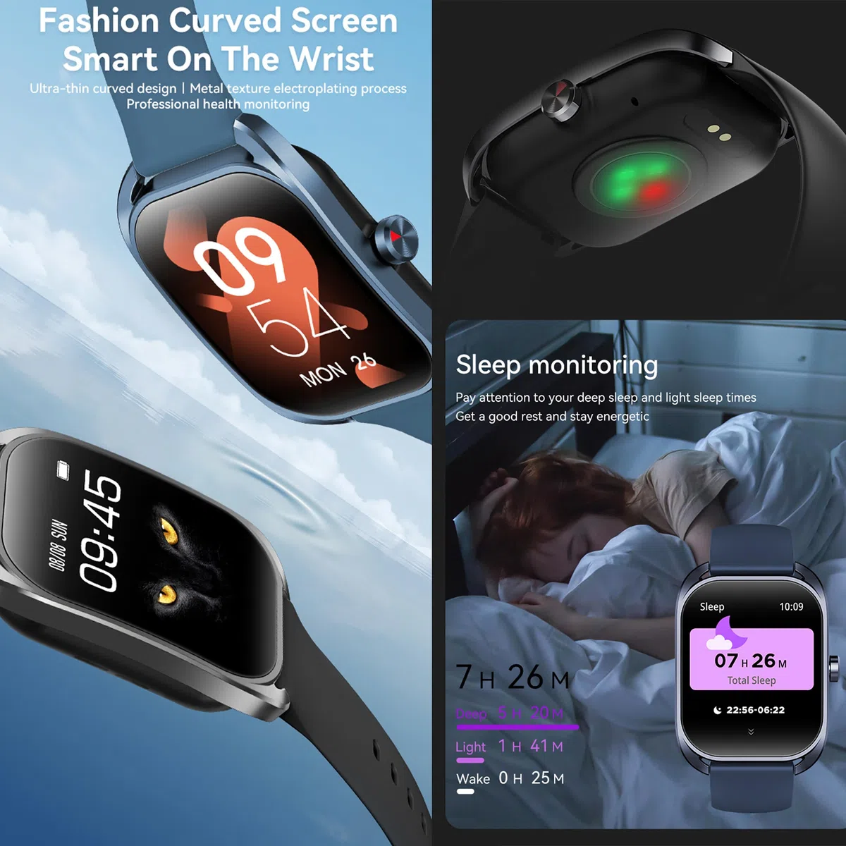 Smartwatch męski z funkcją telefonu, 2,01" HD, zakrzywiony ekran HD, zegarek sportowy z Bluetooth i połączeniami telefonicznymi, monitor tętna, monitor snu, krokomierz, Smart Watch do systemu iOS