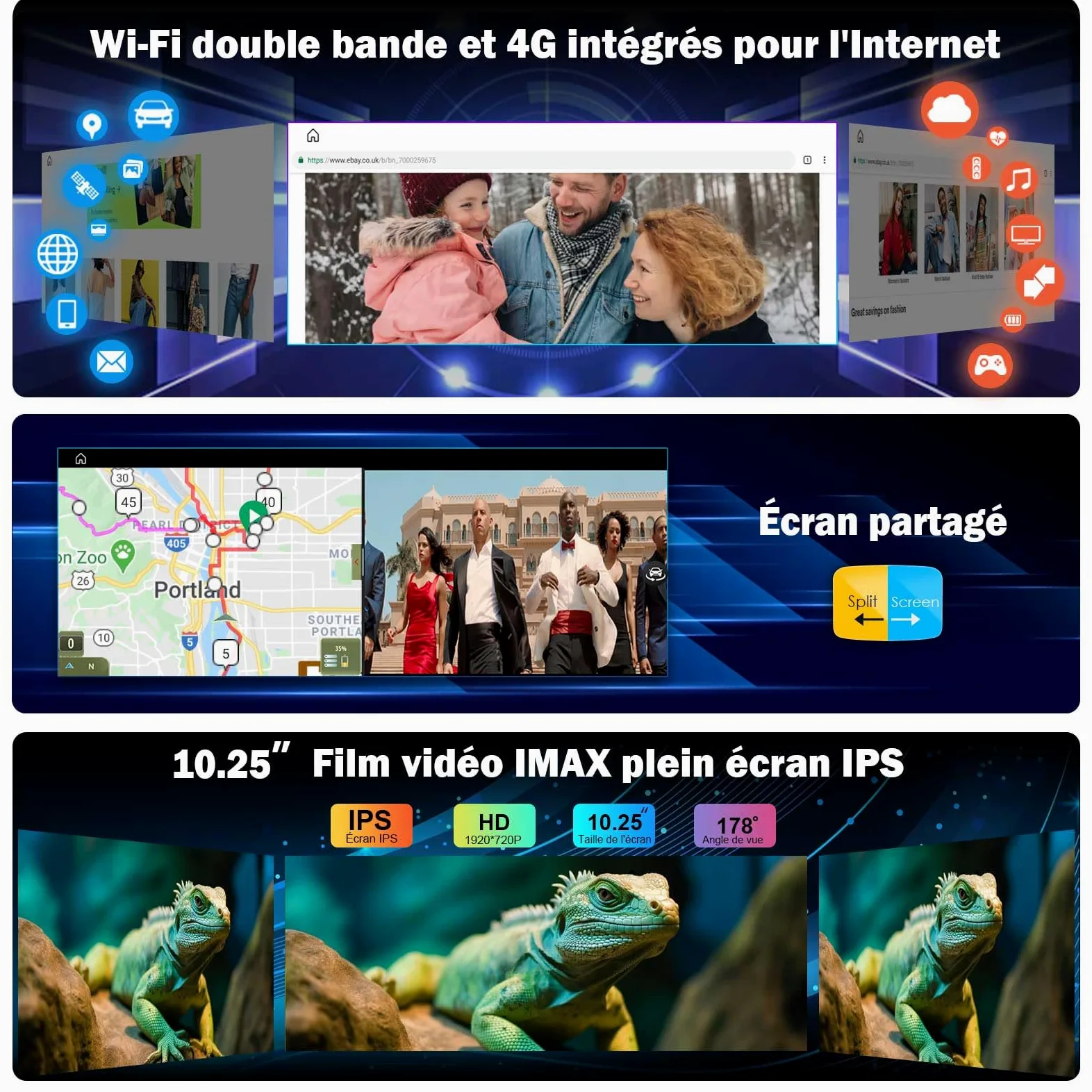 10,25" 8-rdzeniowy 4 + 64 GB CarPlay Android 14 radio samochodowe GPS nawigacja do Audi A4/A5/B8/S4/S5 obsługuje nawigację GPS, Carplay, IPS, WiFi, 4G, WiFi, DAB+, do niskiej konfiguracji