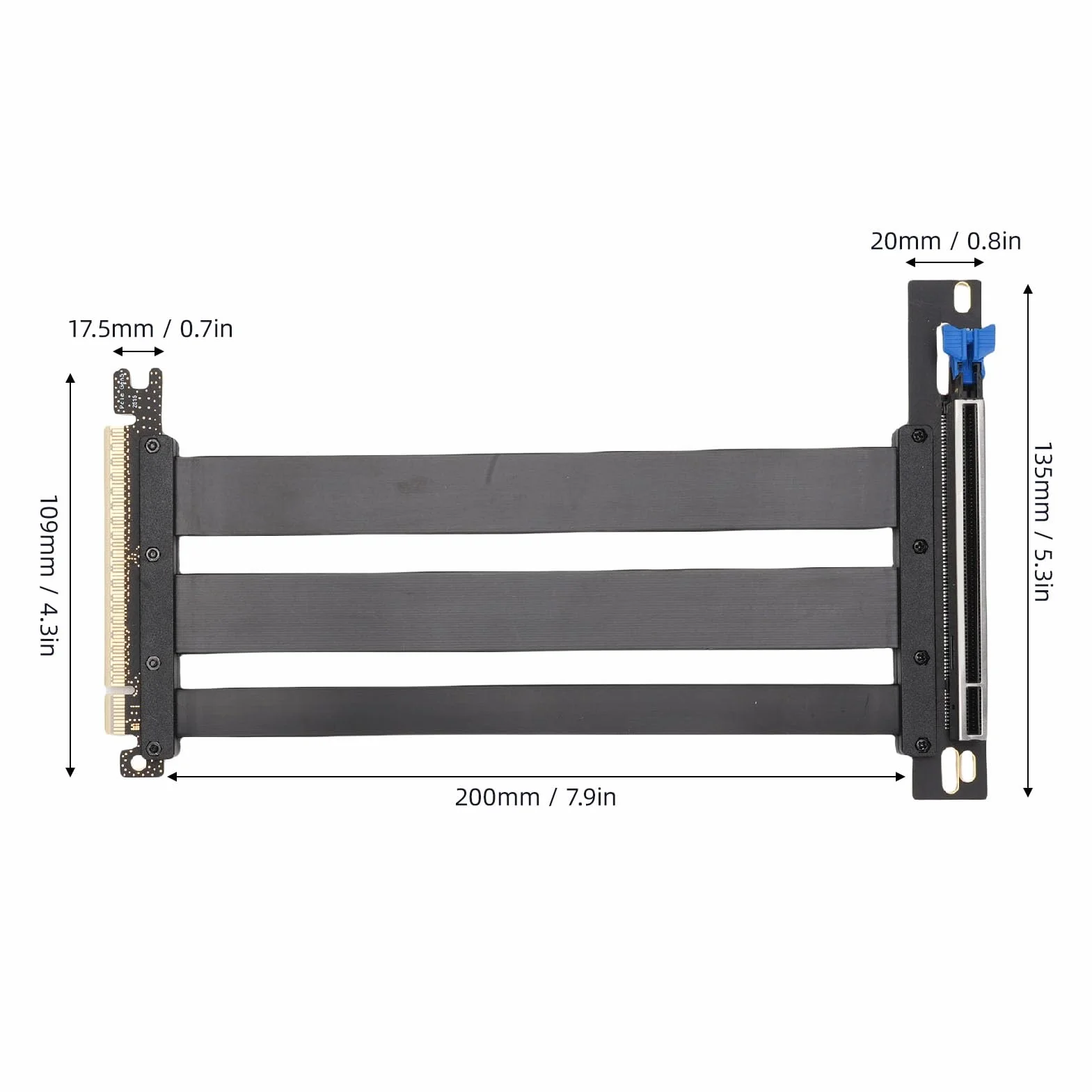 Asixxsix Kabel Riser PCIE 5.0, Kabel Przedłużający do Karty Graficznej GPU Gen 5, PCI-E 16X 128 GB/s, Zgodny z PCIE 4.0, dla RTX4090 5090, dla RX8900 RX7900 (20 cm)