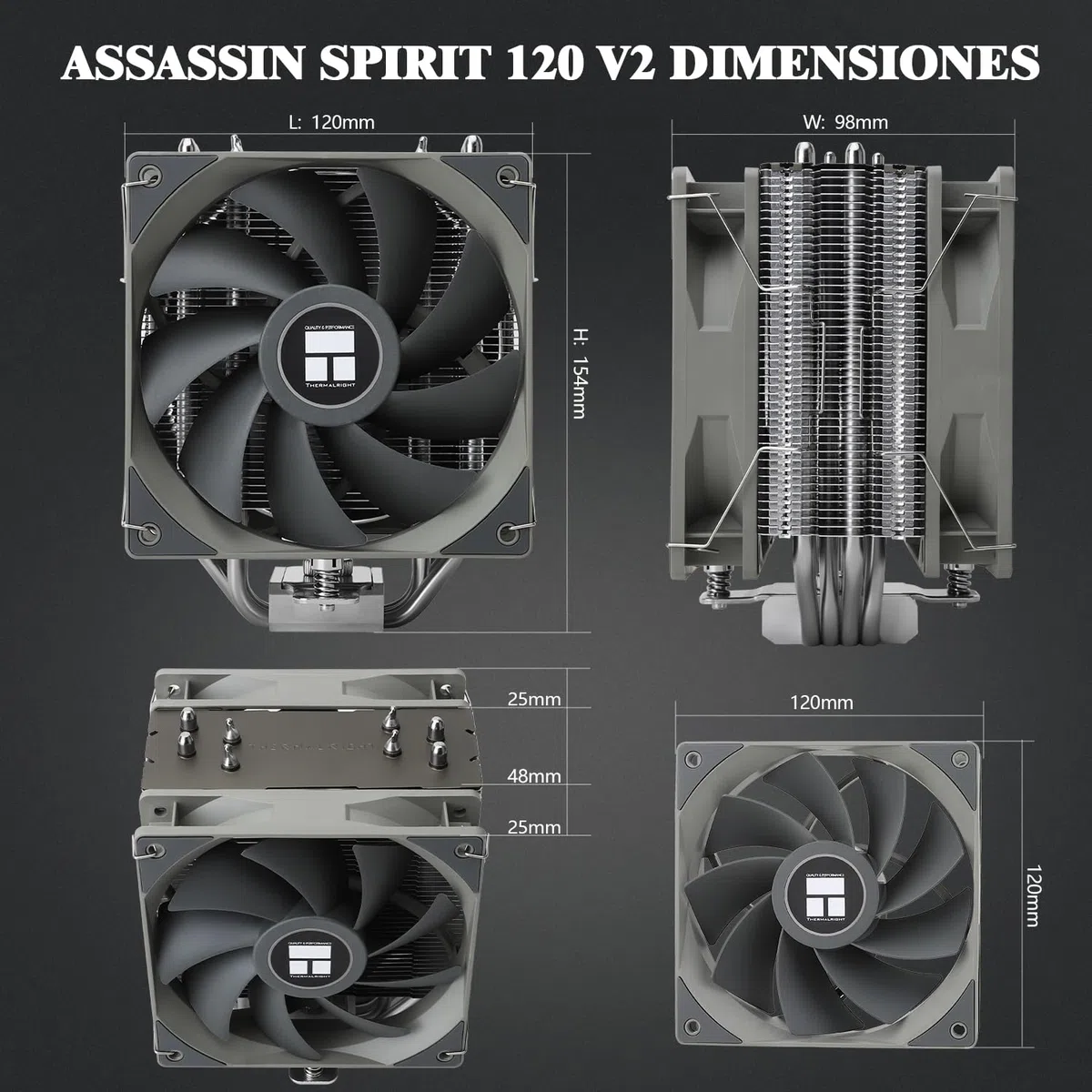 Thermalright Assassin Spirit 120 V2 PLUS CPU chłodnica 4 rury cieplne z technologią AGHP, podwójny wentylator PWM 120 mm, chłodzenie powietrzem CPU, wysokość 154 mm, do AMD AM4 AM5/Intel