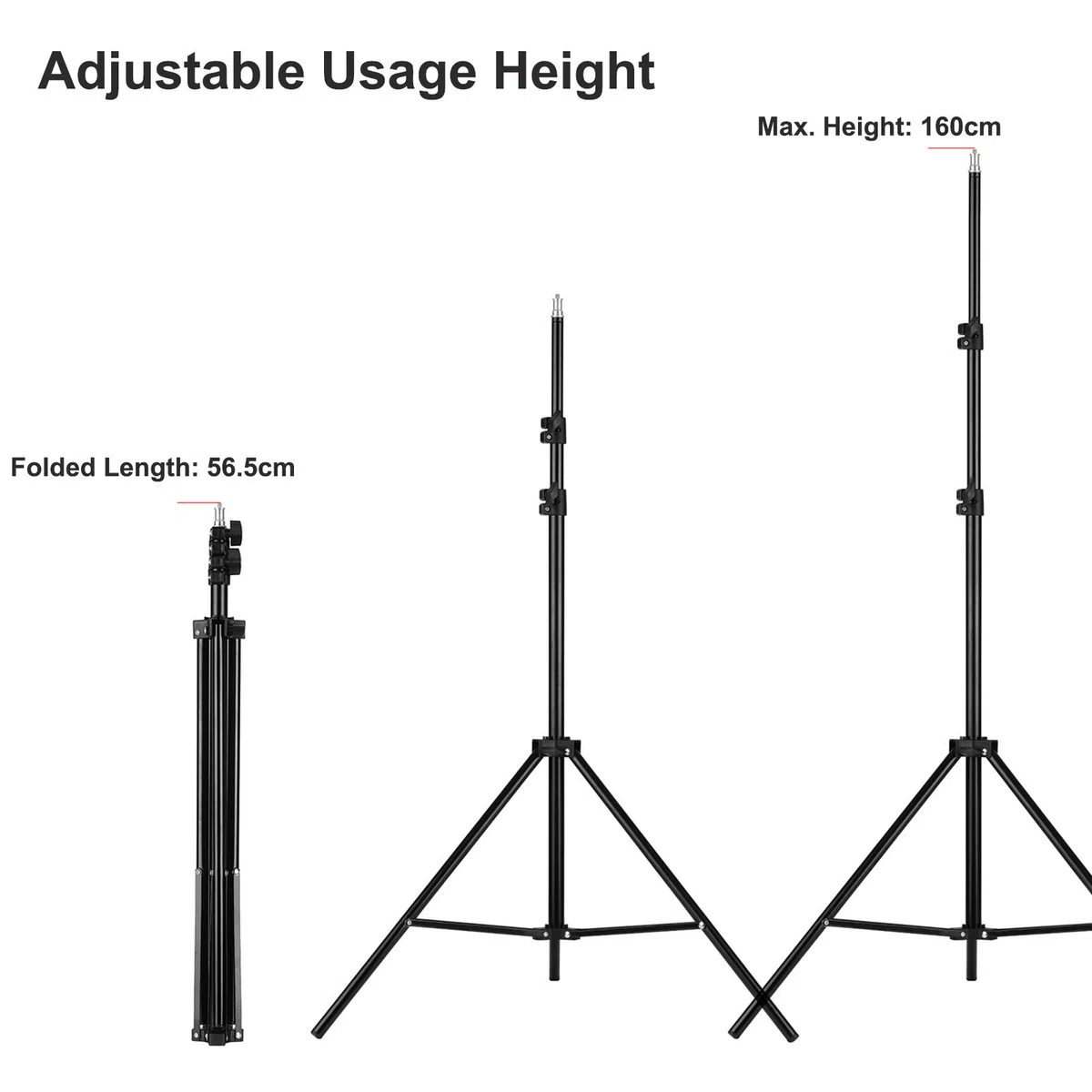 Statyw Light Stand, Regulowany Metalowy Stojak,. Wysokość 1,6 M/5,2 Stóp, śruba 1/4 Cala, do Fotografii LED Video Light Light Pierścień z Prętem Teleskopowym, Złożona długość