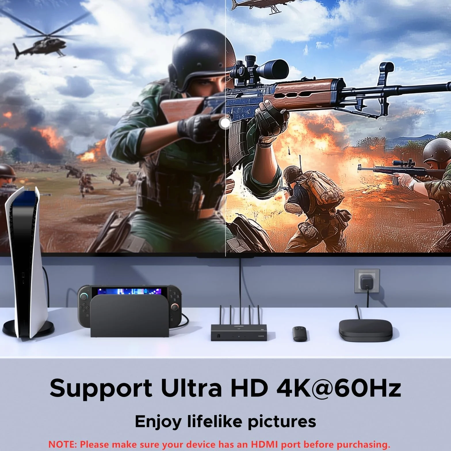 UGREEN Hdmi Switch 3 In 1 Out 4k@60hz, Rozdzielacz Hdmi Z Pilotem ObsłUguje Hdr10+ Cec Hdcp2.2 Kompatybilny Z Switch Ps5/4/3 Xbox Roku Tv Fire Stick Blu-Ray Player