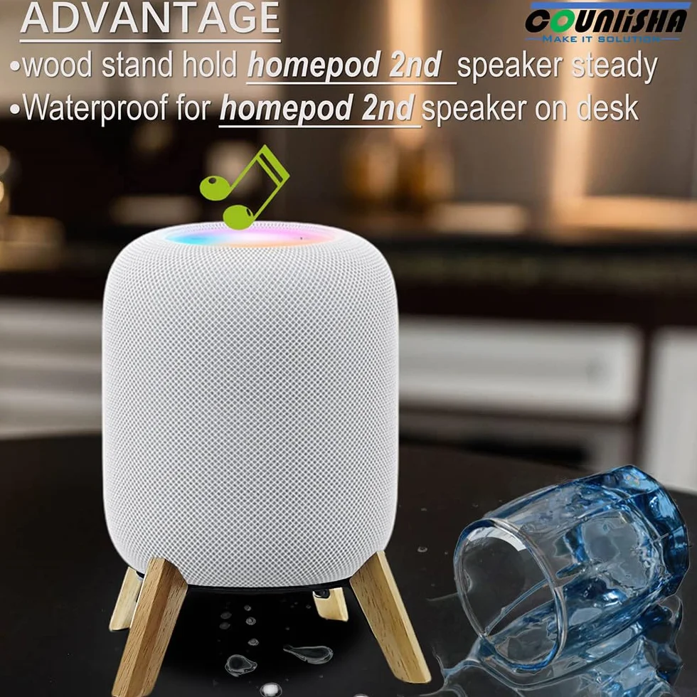 Stojak z prawdziwego drewna dla Homepod 2. generacji 2023 akcesoria do łóżka dźwiękowego stabilny drewniany stojak dla Home pod 2023 generacji biały dąb