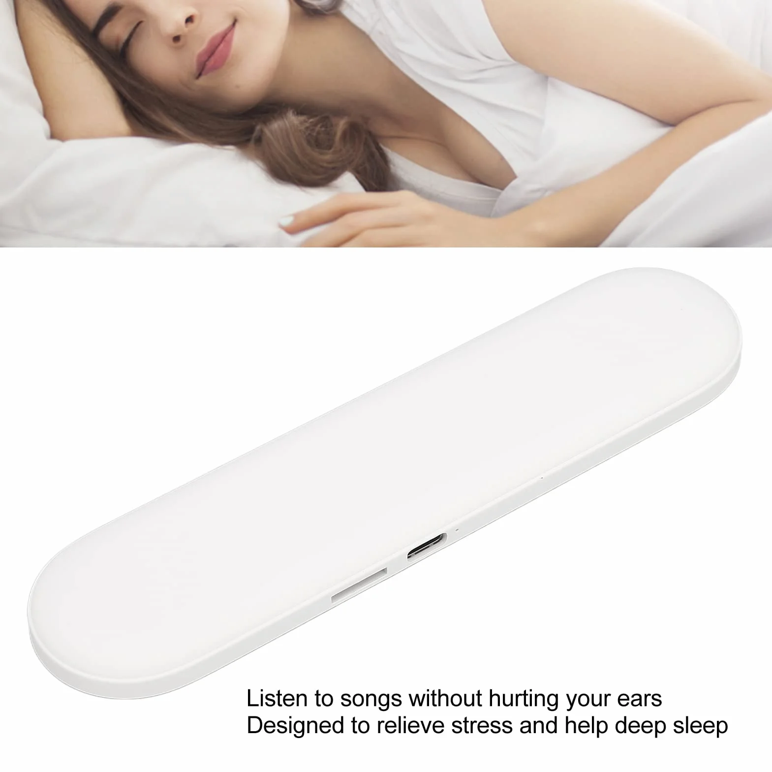 Głośnik w Poduszce, Głośnik Przewodnictwa Kostnego Pod poduszką, bezsenność Biały Szum Maszyna do Podkładów Bocznych, Przenośny Głośnik w Poduszce z regulacją Głośności Biały 6,1 (Czarny)