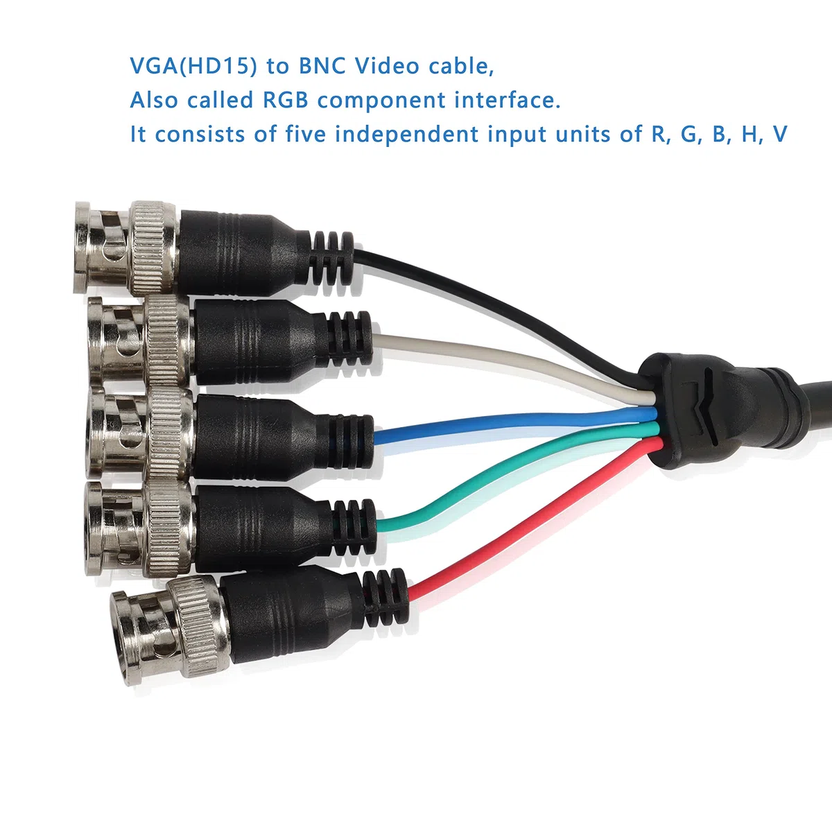 MEIRIYFA Kabel wideo VGA do BNC, HD15 VGA do 5 BNC RGB wtyczka koncentryczna wysoka rozdzielczość do monitora HDTV kabel (czarny) - 1,5 m