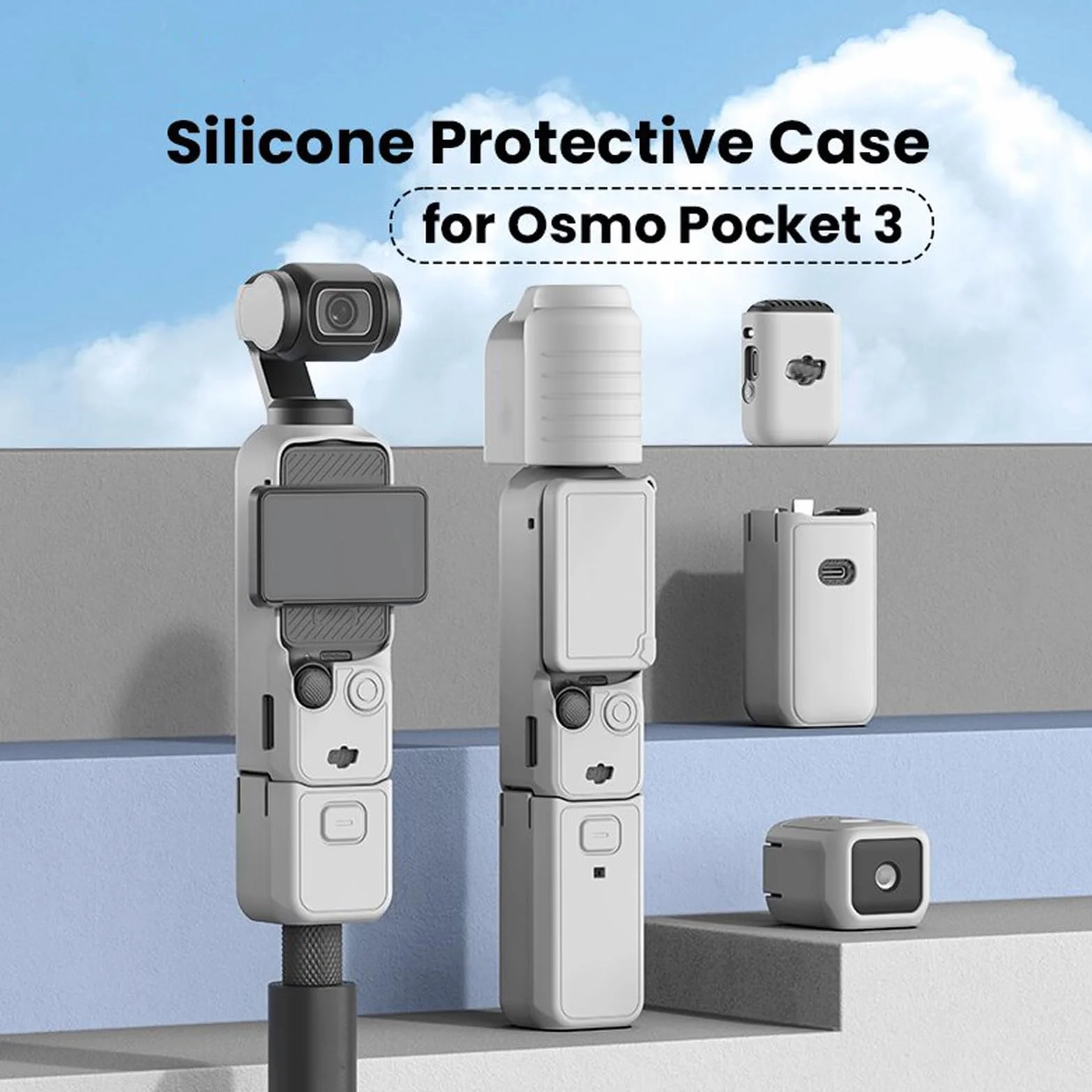 DJI Osmo Pocket 3 Silikonowy Pokrowiec Ochronny Ręczny Gimbal Akcesoria Szary