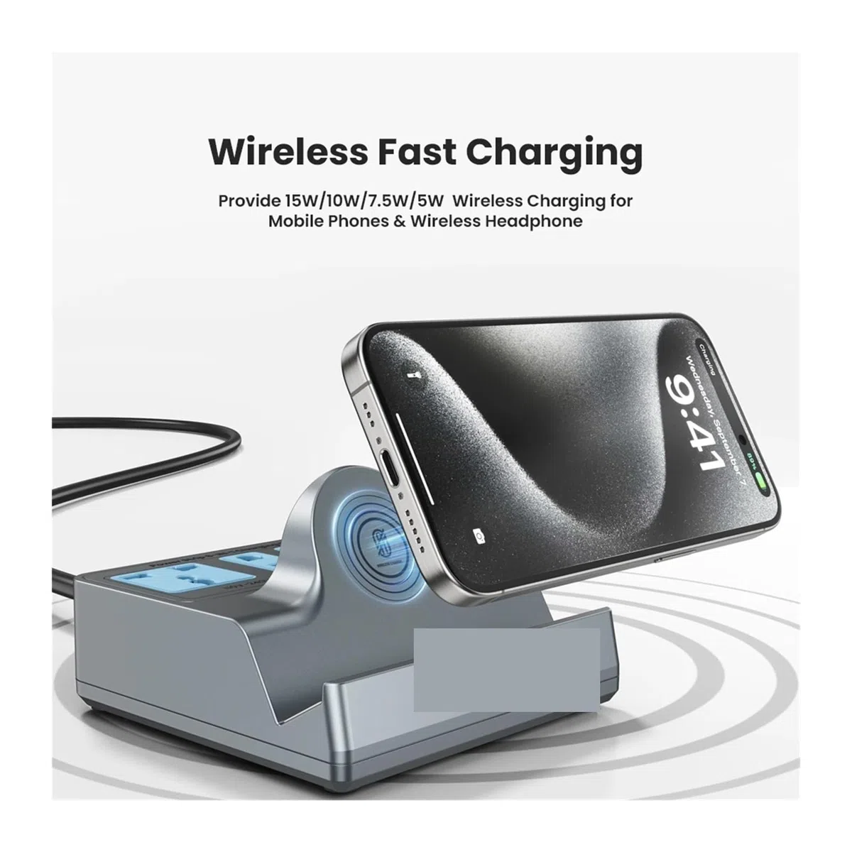 Szybka ładowarka biurkowa 8 w 1 z wieloma portami USB typu C PD Bezprzewodowa ładowarka Stojak 3 Przedłużacz gniazdka elektrycznego Przenośny i kompaktowy