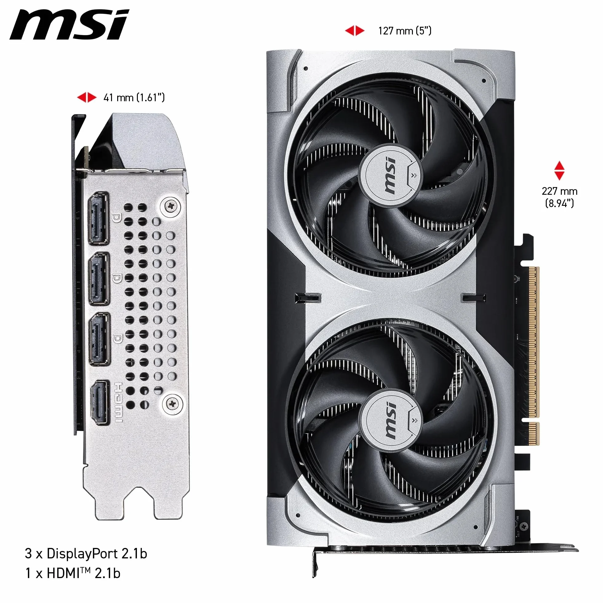 MSI Karta graficzna GeForce RTX 5060 Ti 16G VENTUS 2X OC PLUS - GPU RTX 5060 Ti, 16 GB GDDR7 (28 Gb/s/128-bit), PCIe 5.0 - podwójny wentylator konstrukcja termiczna (2 x wentylator STORMFORCE) - HDMI