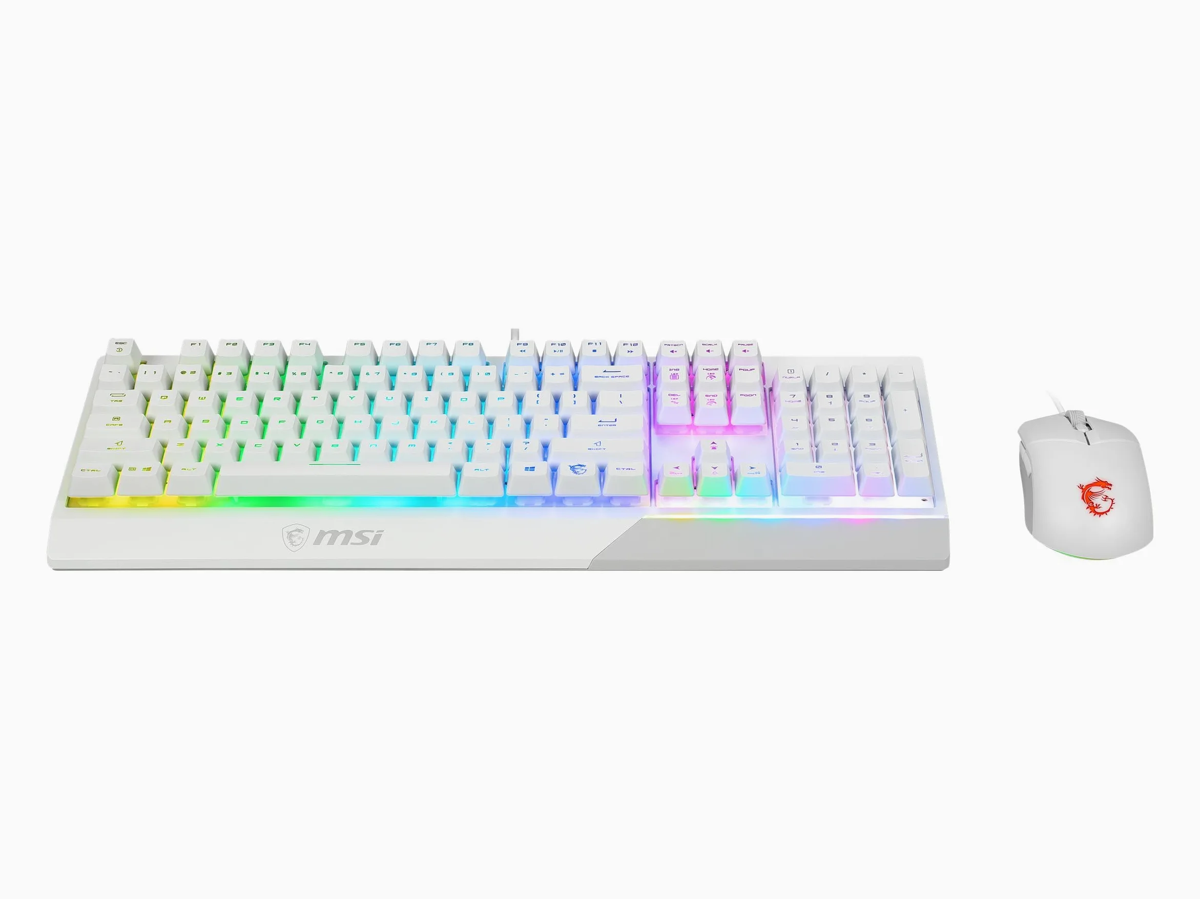 MSI Vigor GK30 Combo White DE GK30 klawiatura gamingowa i mysz gamingowa GM11 (przewodowa, przełącznik Plunger, układ QWERTZ, biała, RGB)